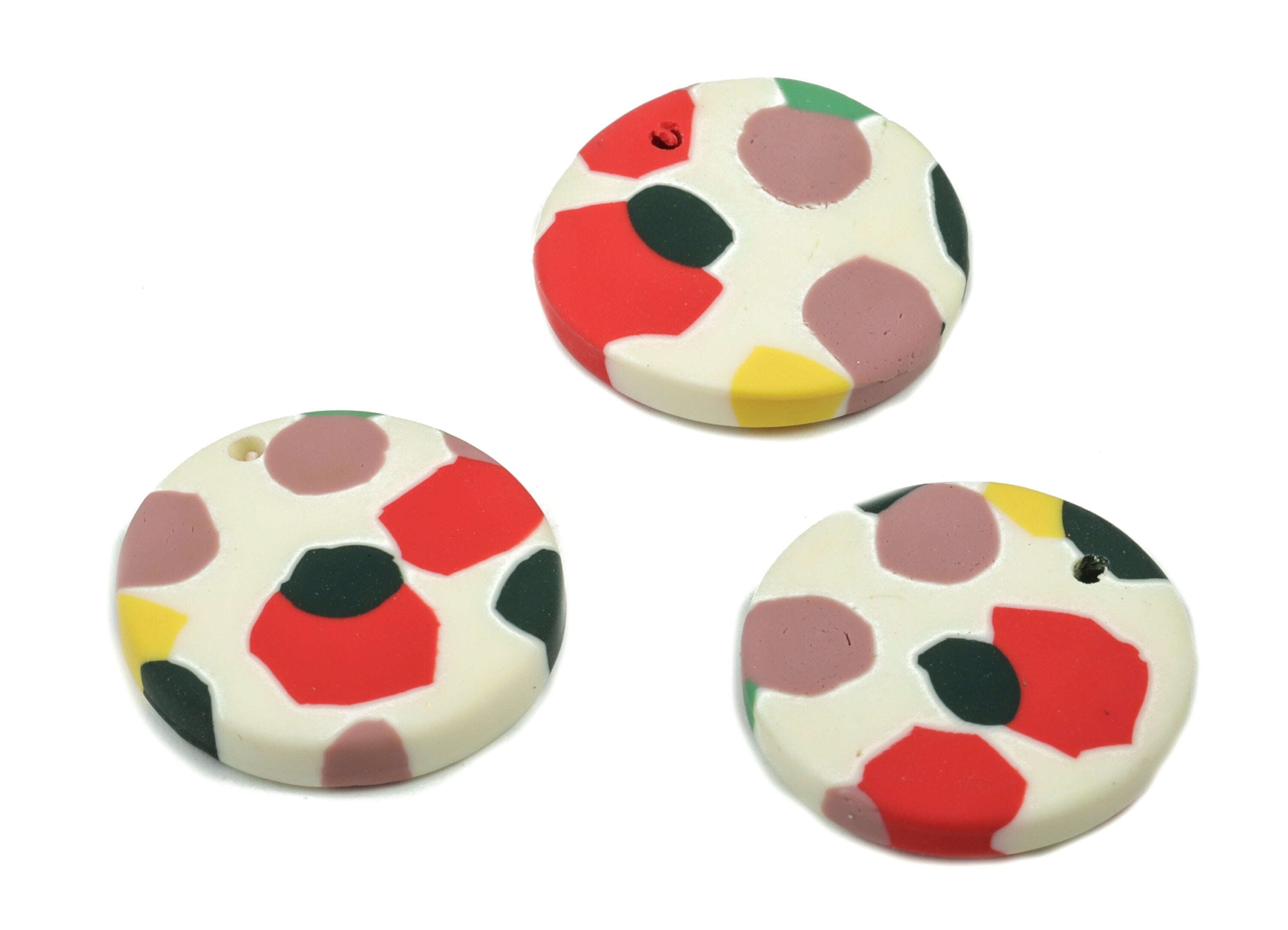PolymerClay Round Earring Charms - PolymerClay Circle Pandant - Earring Findings - Jewelry Handmade - 19.25x18.99x3.14mm - PC2295C - DOMEDBAZAAR