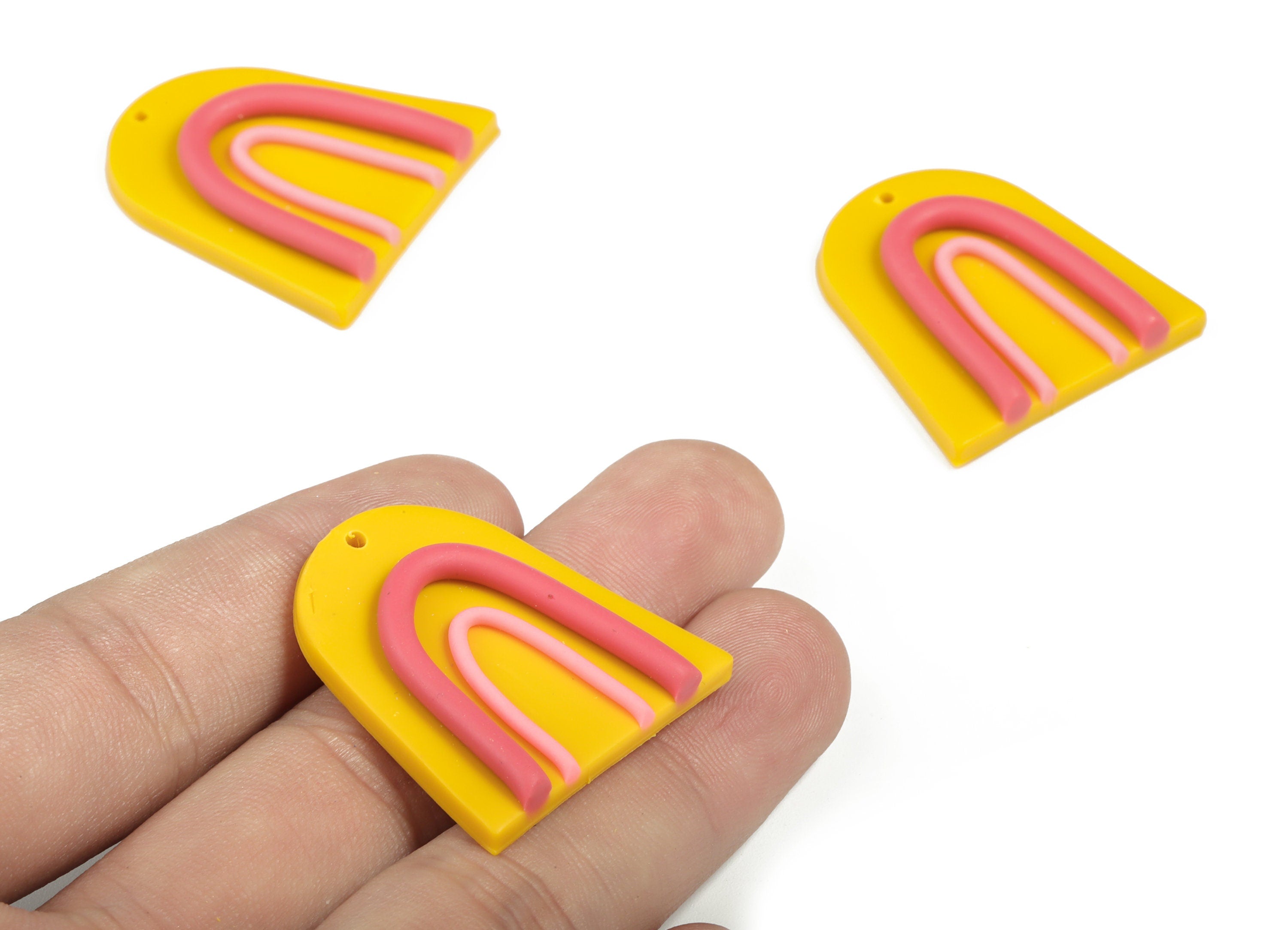 PolymerClay Rainbow Earring Charms - PolymerClay Rainbow Pandant - Earring Findings - Jewelry Handmade - 32.55x30.55x5.43mm - PC2253 - DOMEDBAZAAR