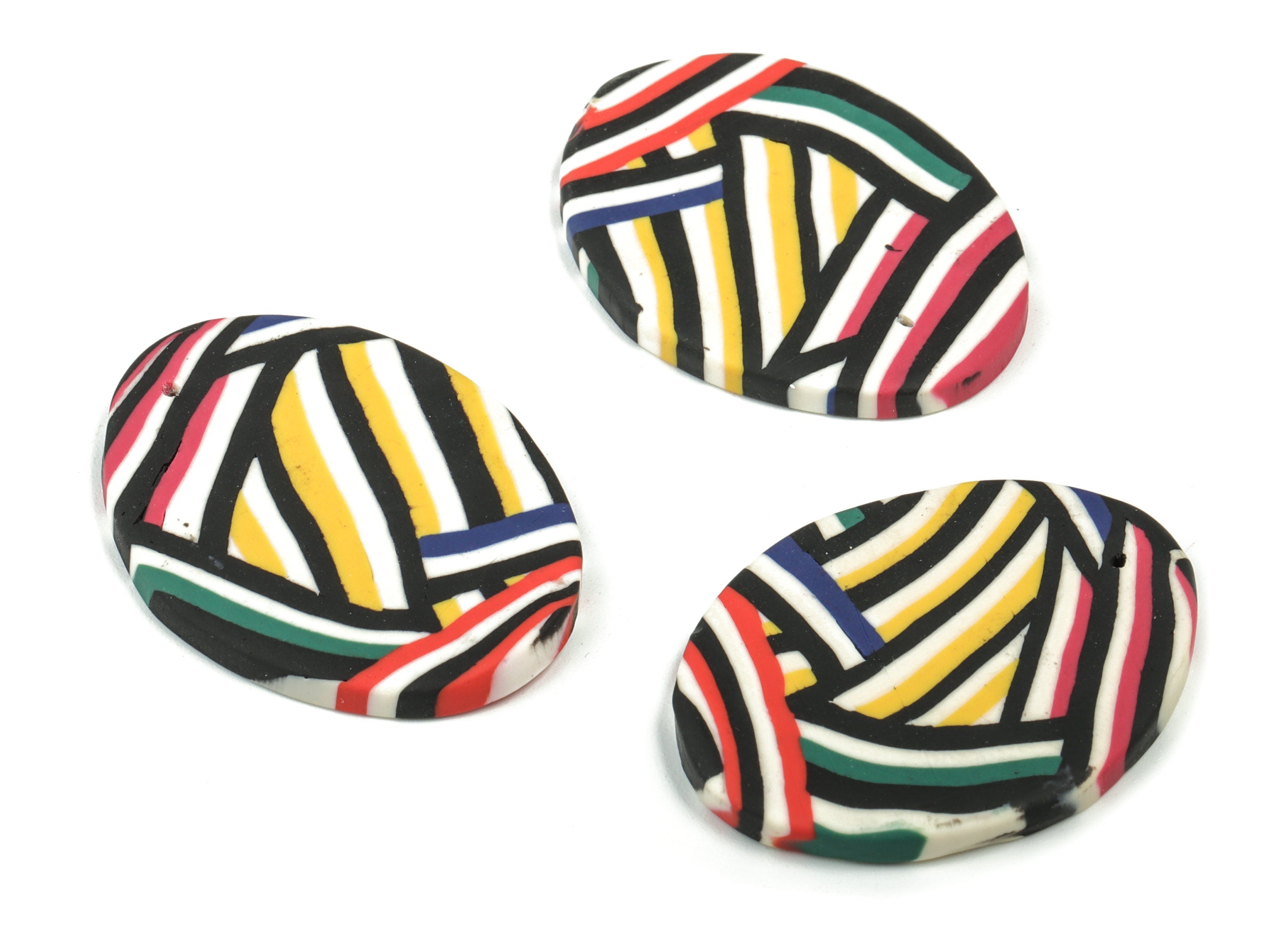 PolymerClay Oval Earring Charms - PolymerClay Oval Pandant - Earring Findings - Jewelry Handmade - 37.73x29.04x3.24mm - PC2275 - DOMEDBAZAAR