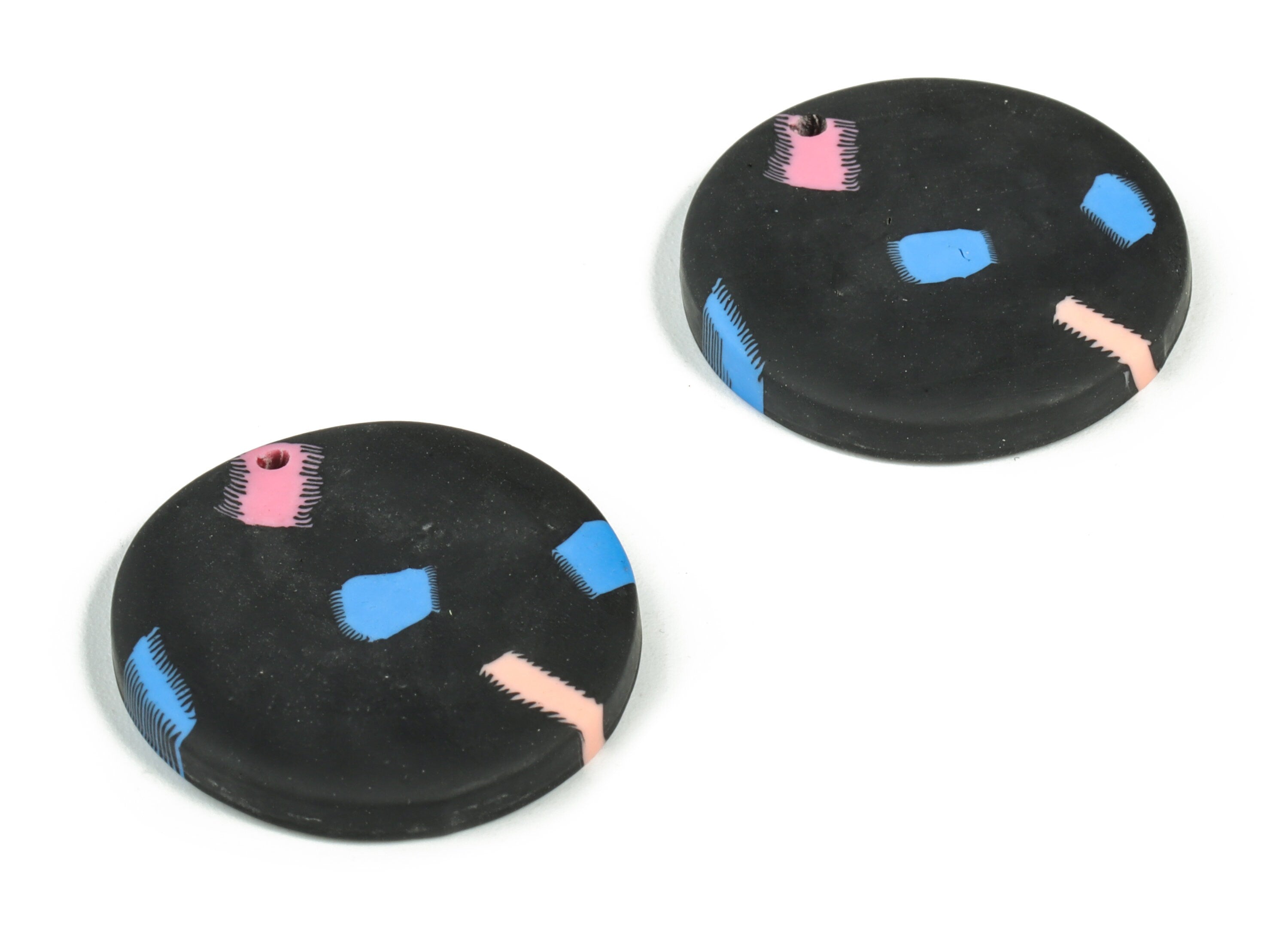 PolymerClay Round Earring Charms - PolymerClay Circle Pandant - Earring Findings - Jewelry Handmade -25.74x25.42x3.83mm - PC2265D - DOMEDBAZAAR