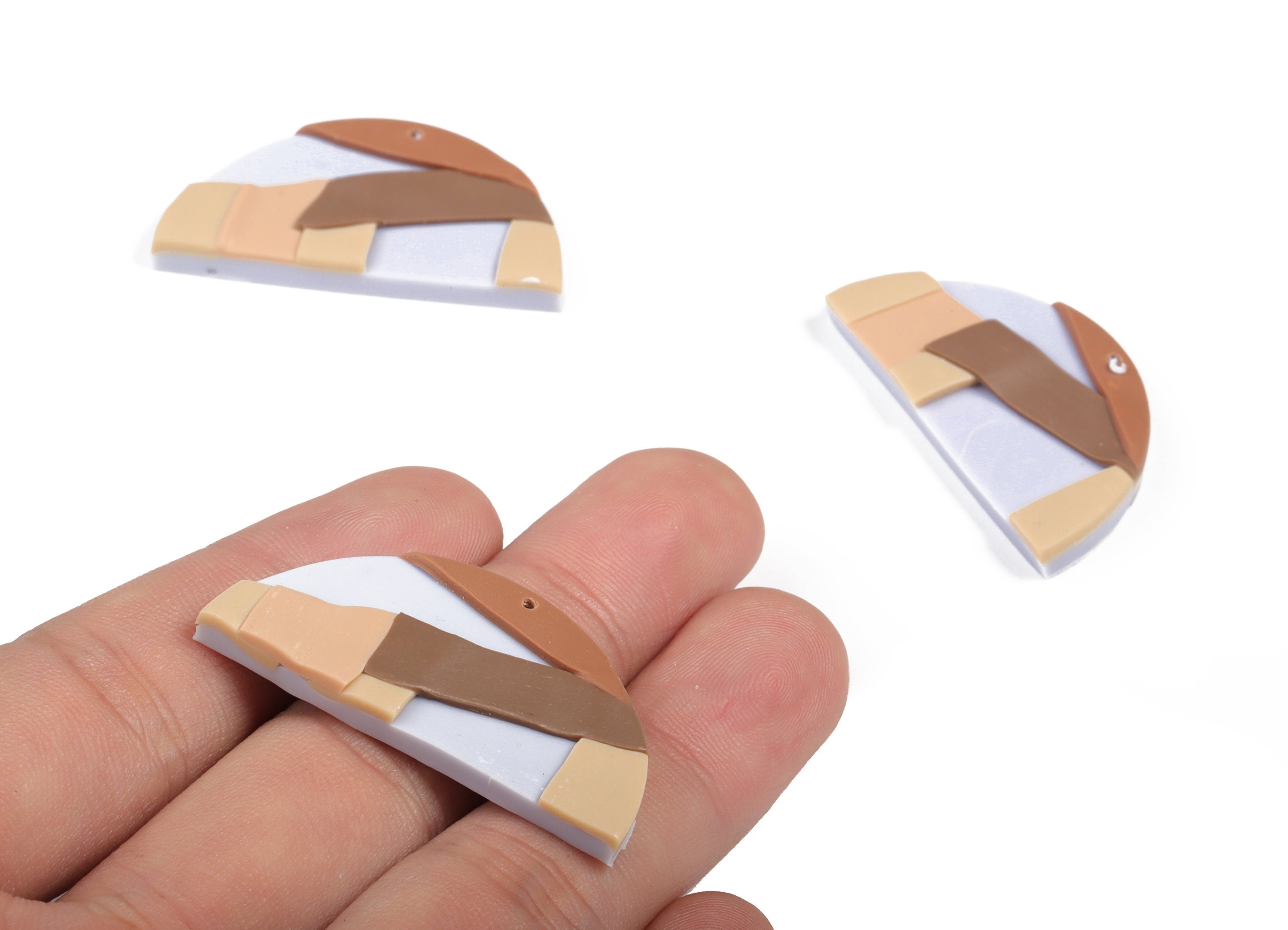 PolymerClay Half Moon Earring Charms - PolymerClay Semicircle Pandant - Earring Findings - Jewelry Handmade - 40.25x21.12x4.38mm- PC2273A - DOMEDBAZAAR