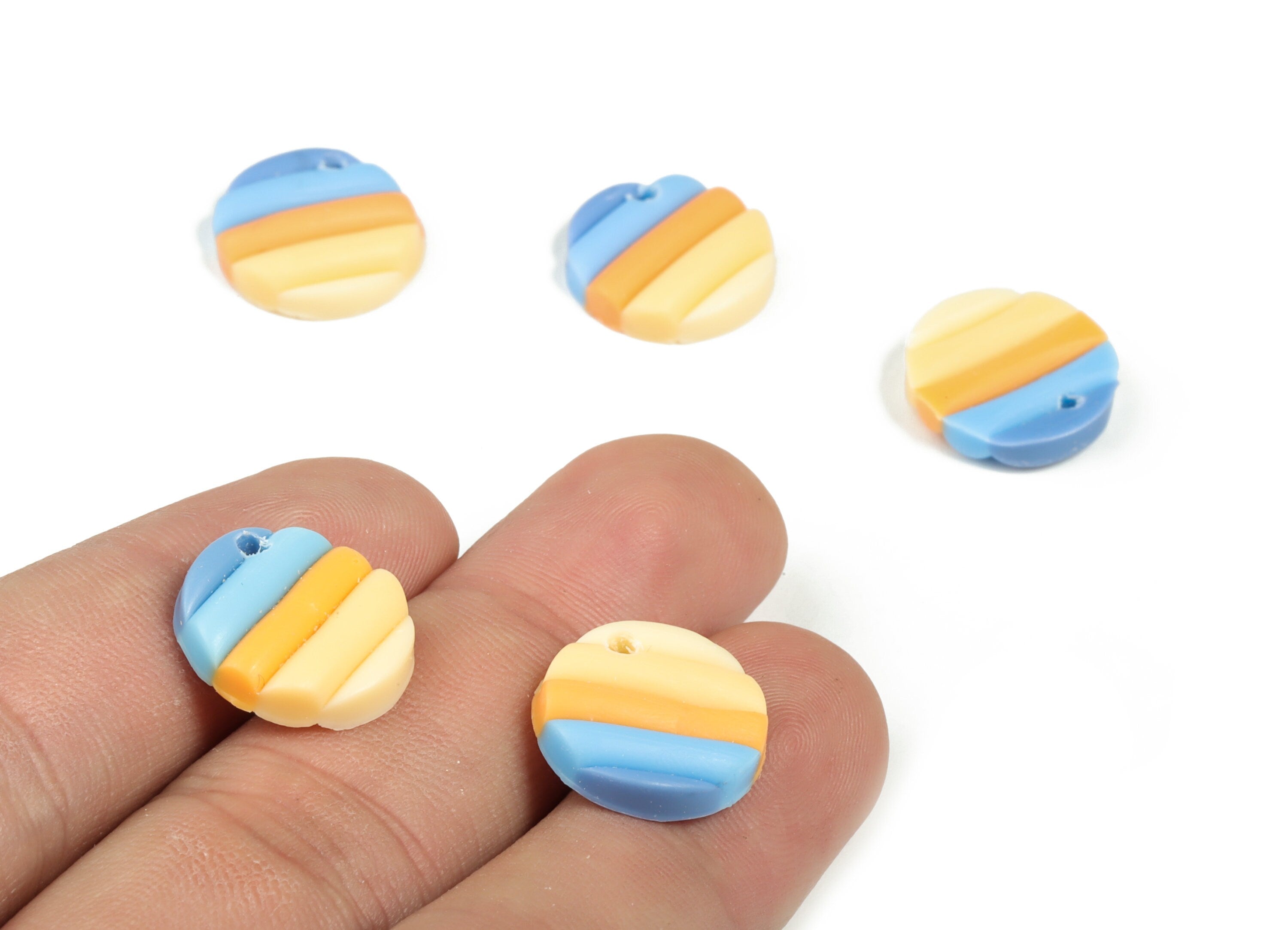 PolymerClay Round Earring Charms - PolymerClay Circle Pandant - Earring Findings - Jewelry Handmade - 15.02x14.66x3.75mm - PC2296 - DOMEDBAZAAR