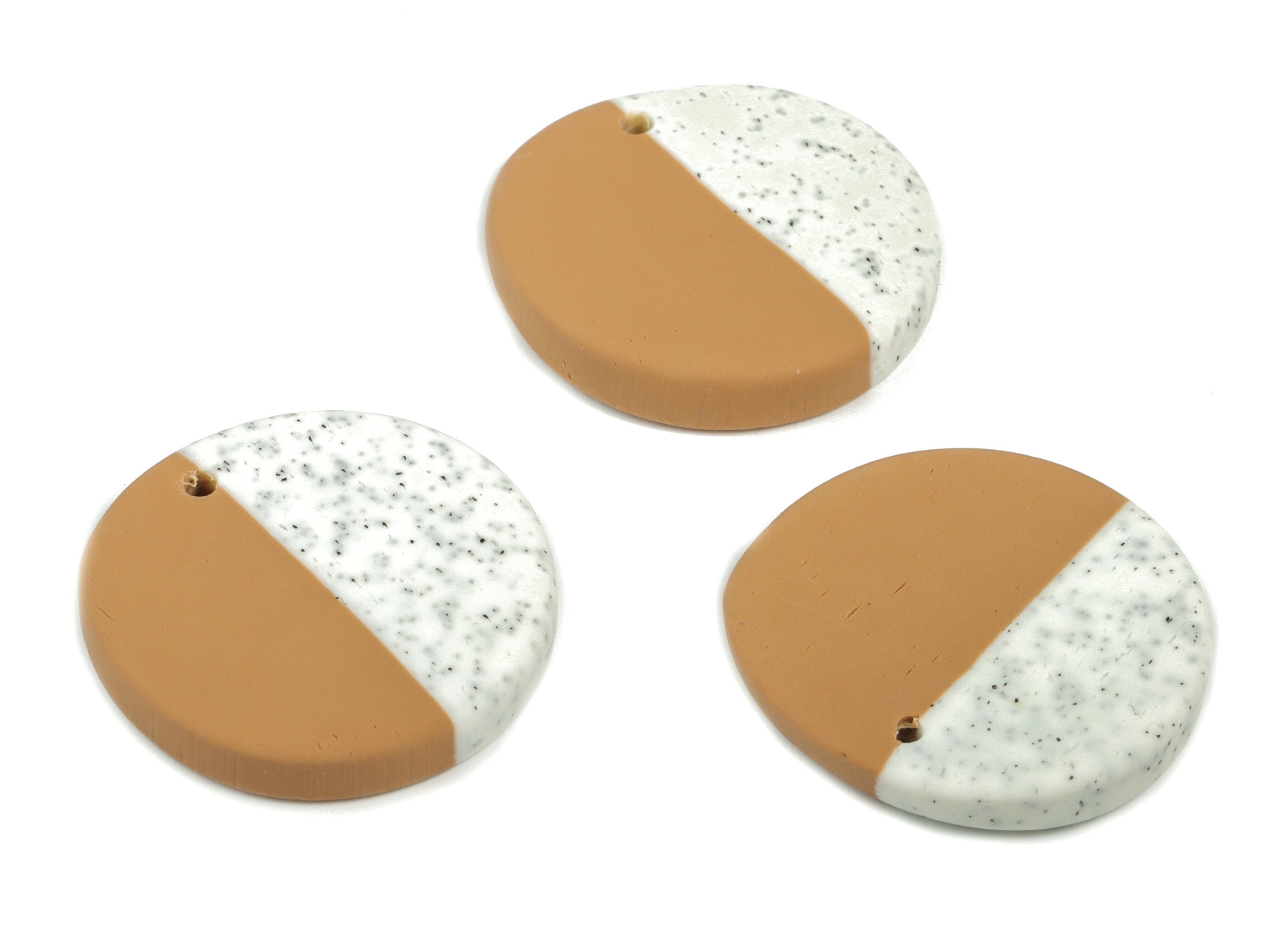 PolymerClay Round Earring Charms - PolymerClay Circle Pandant - Earring Findings - Jewelry Handmade - 25.28x25.1x4.3mm - PC2294B - DOMEDBAZAAR