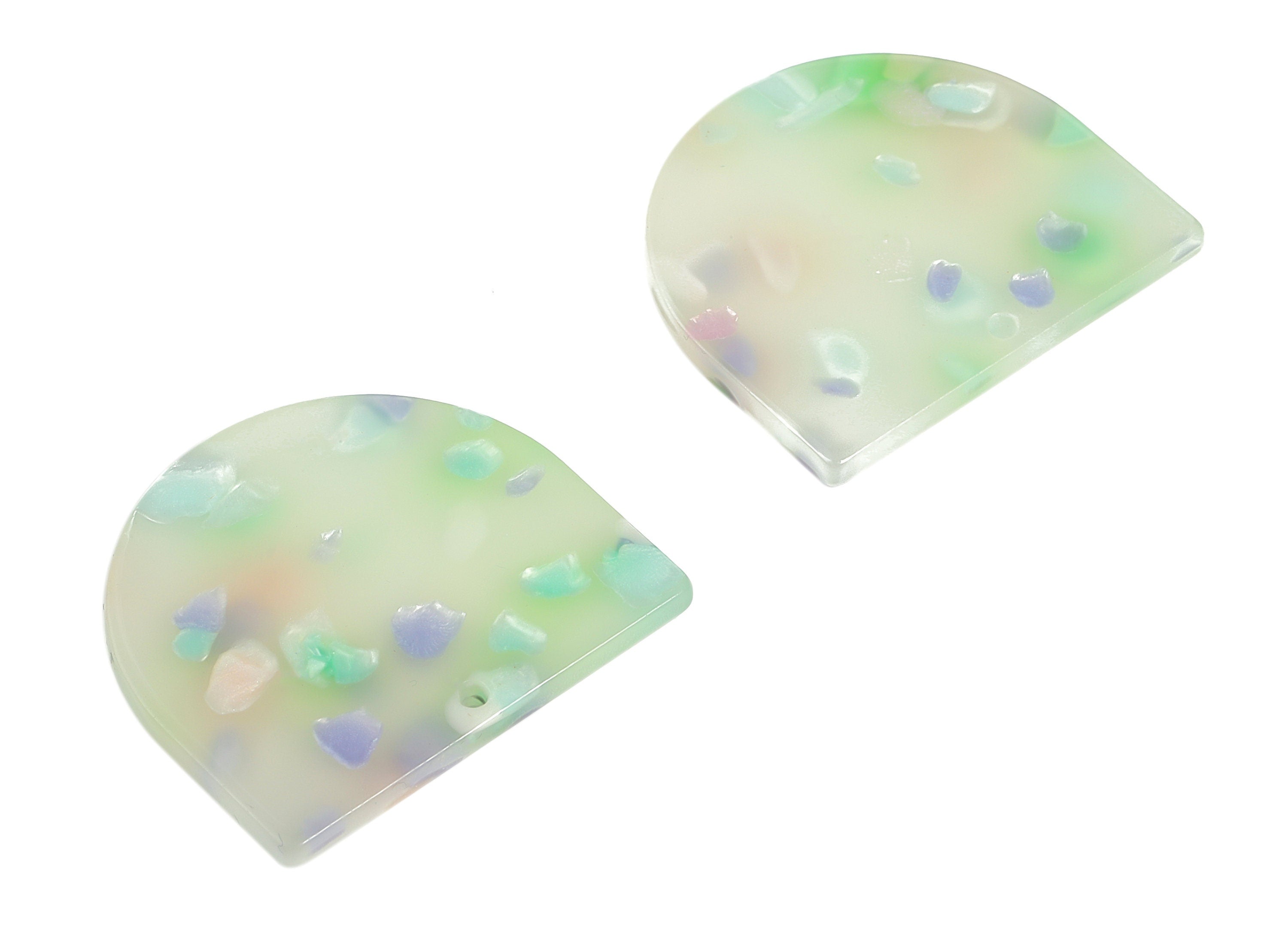 Acrylic D Earring Charms - Semi Circle Pendant - Earring Findings - Jewelry Supplies - Color Code: A598 - 33.32x29.27x2.45mm - AC1094-A598 - DOMEDBAZAAR