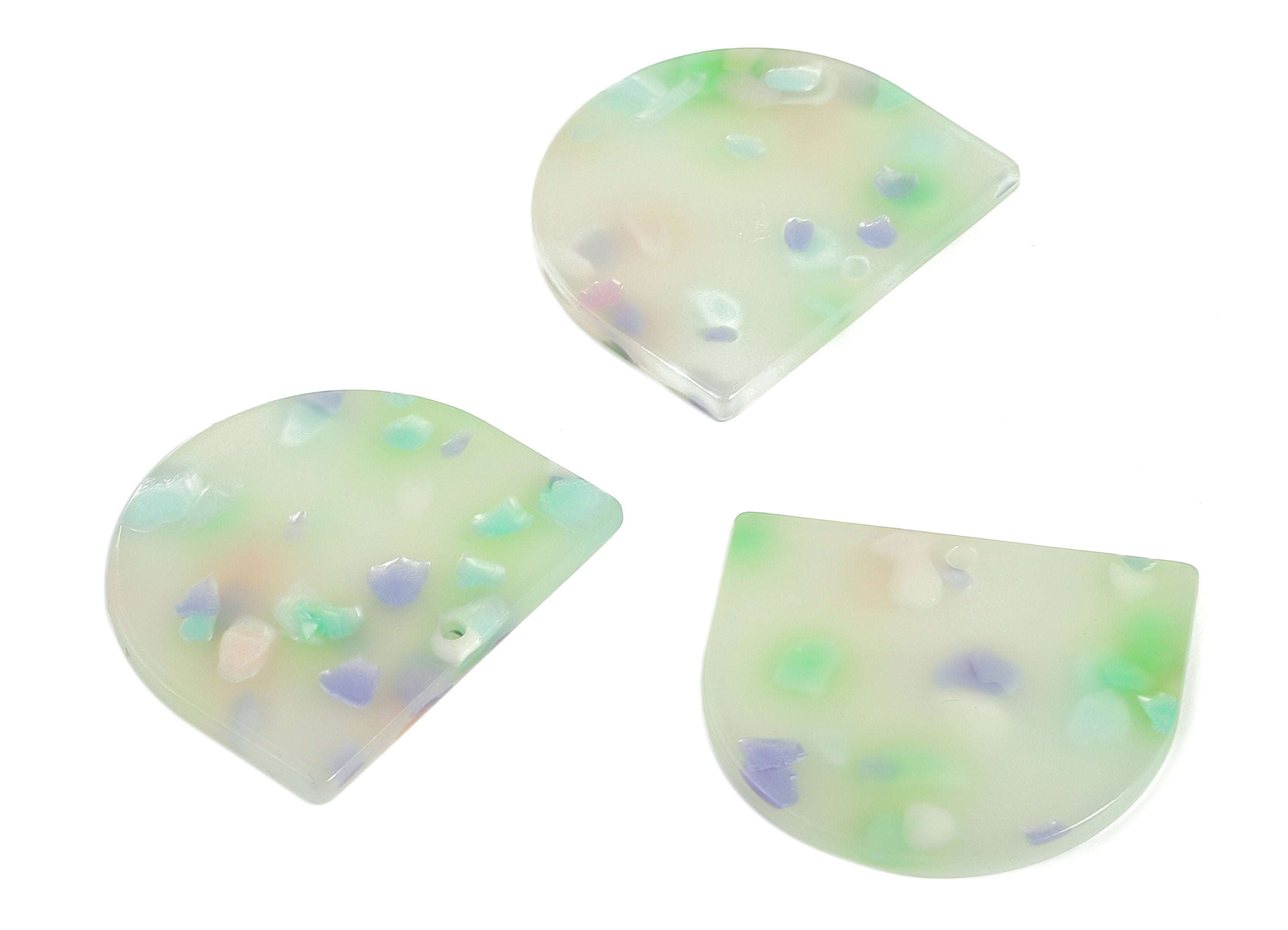 Acrylic D Earring Charms - Semi Circle Pendant - Earring Findings - Jewelry Supplies - Color Code: A598 - 33.32x29.27x2.45mm - AC1094-A598 - DOMEDBAZAAR