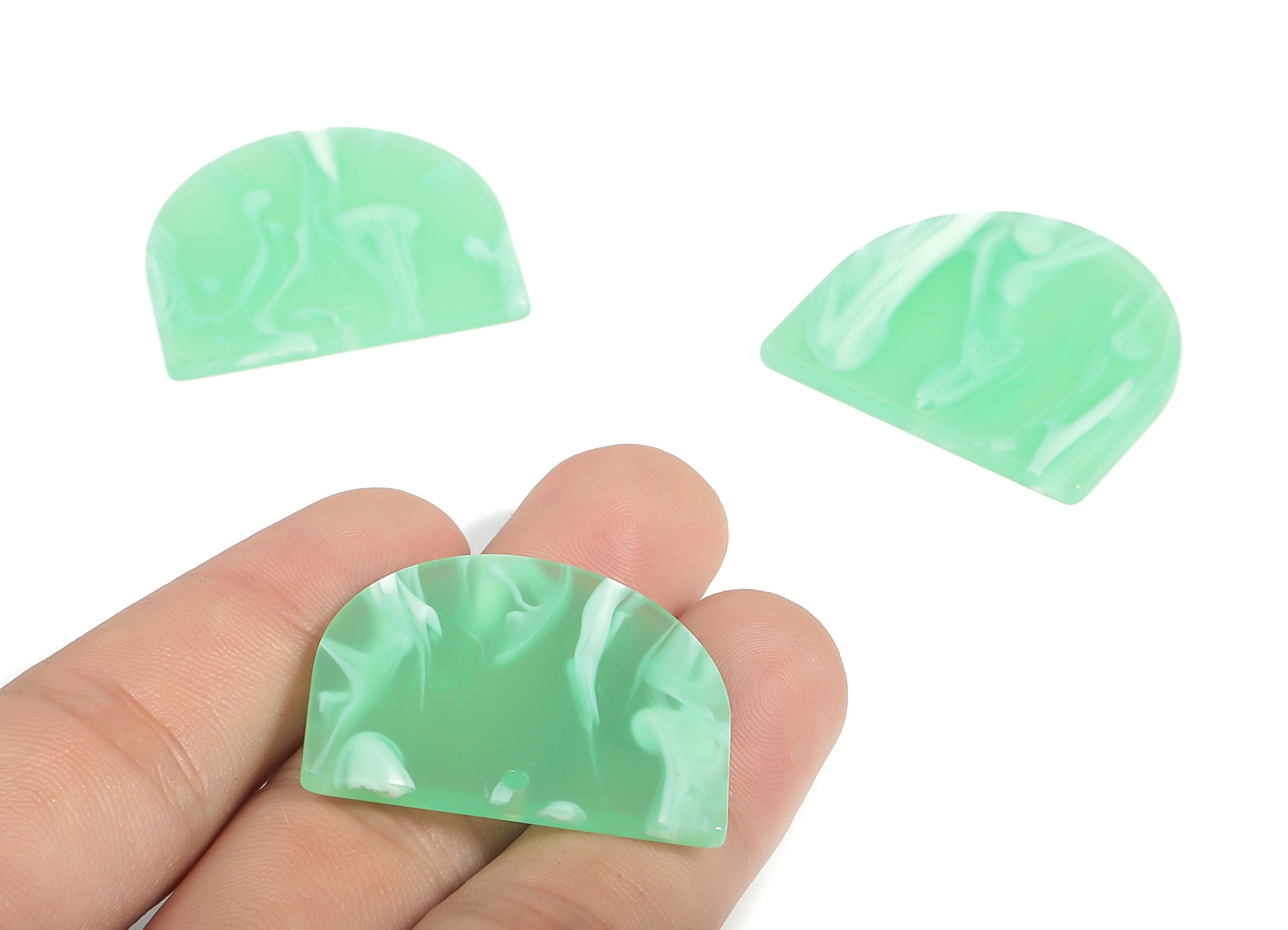 Acrylic D Earring Charms - Semi circle Pendant - Earring Findings - Jewelry Supplies - Color Code: A610 - 33.37x29.18x2.48mm - AC1094-A610 - DOMEDBAZAAR