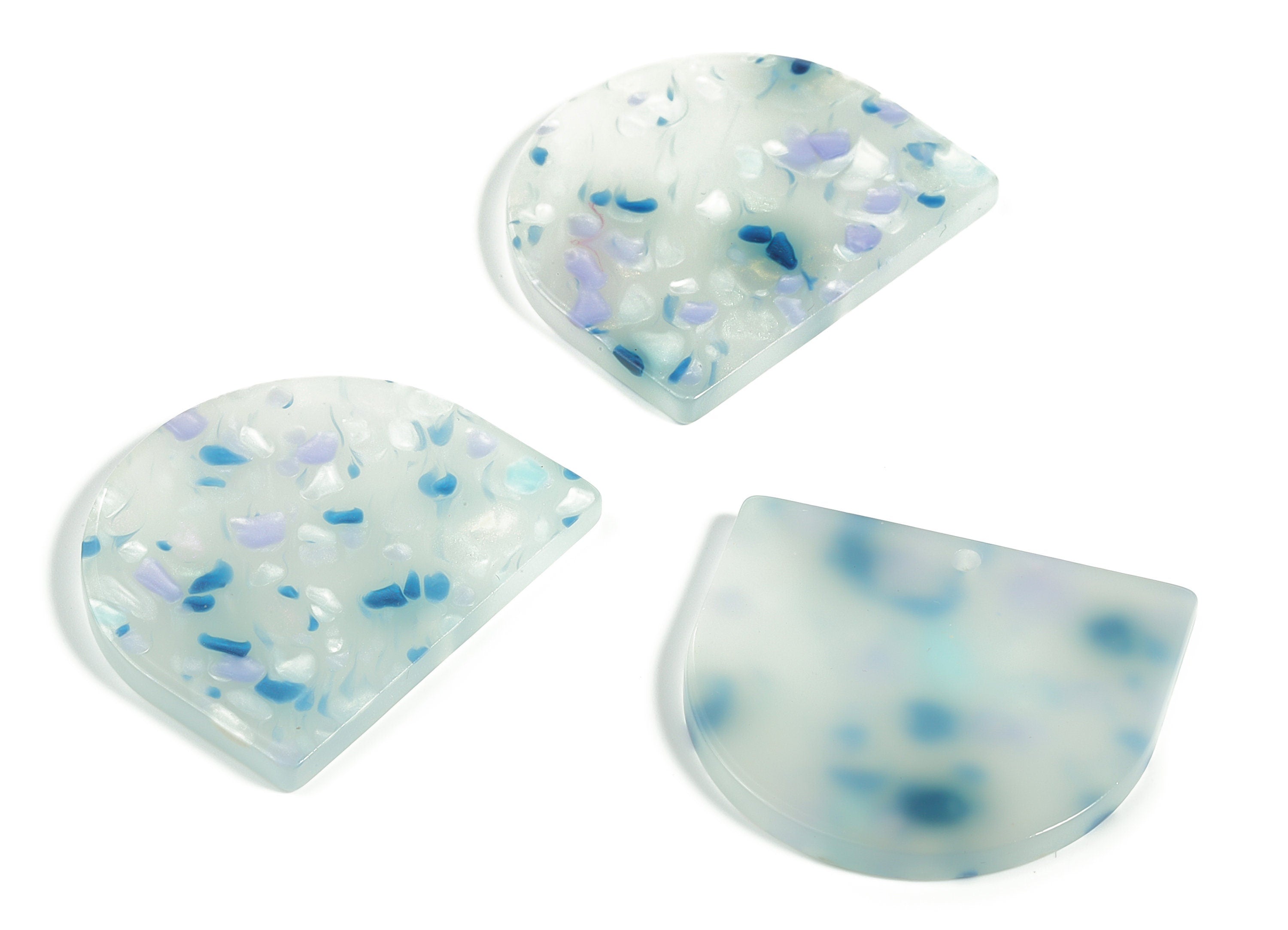 Acrylic D Earring Charms - Semi Circle Pendant - Earring Findings - Jewelry Supplies - Color Code: A605 - 33.39x29.22x2.43mm - AC1094-A605 - DOMEDBAZAAR