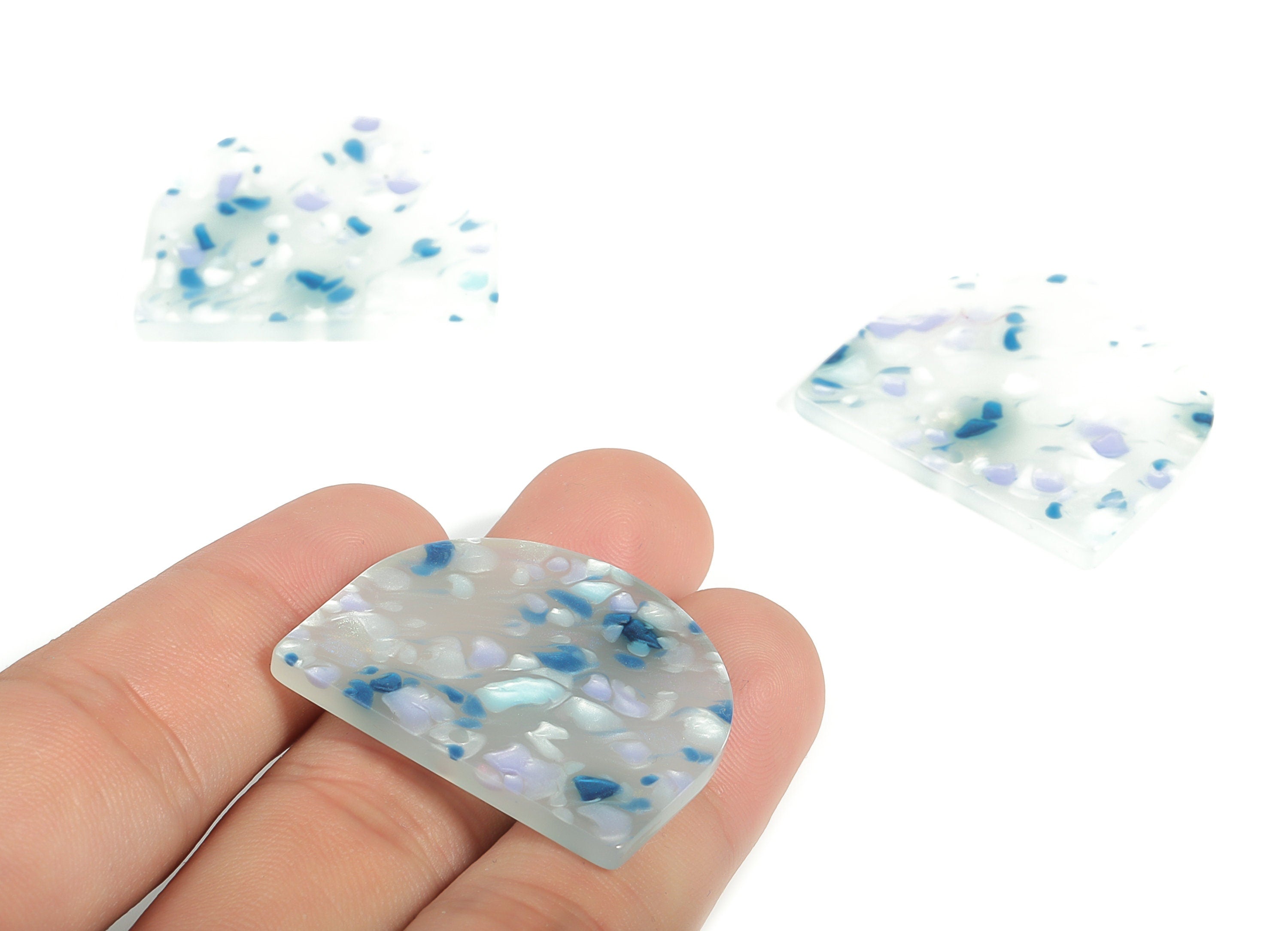 Acrylic D Earring Charms - Semi Circle Pendant - Earring Findings - Jewelry Supplies - Color Code: A605 - 33.39x29.22x2.43mm - AC1094-A605 - DOMEDBAZAAR