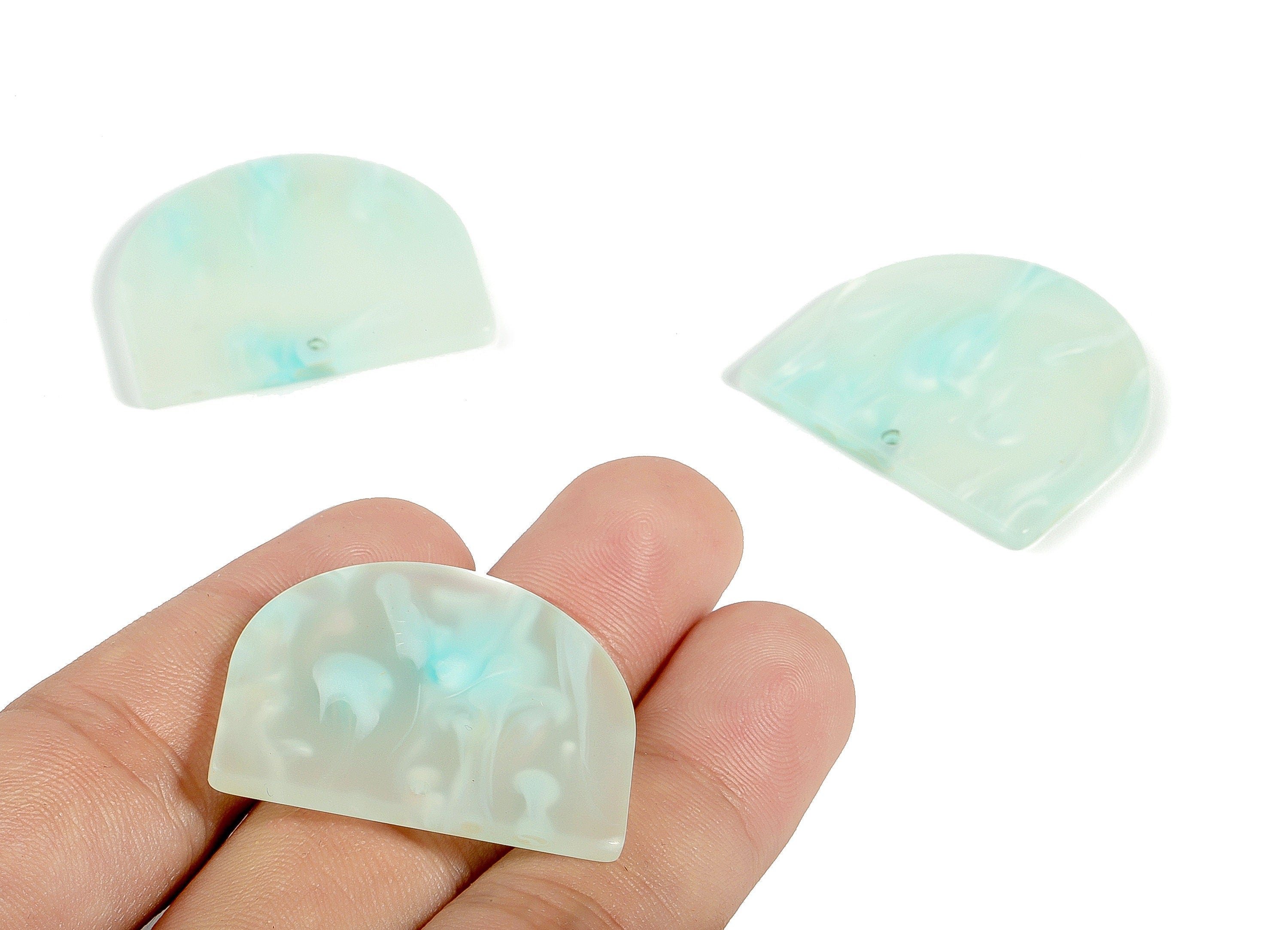 Acrylic D Earring Charms - Semi Circle Pendant - Earring Findings - Jewelry Supplies - Color Code: A599 - 33.51x29.25x2.66mm - AC1094-A599 - DOMEDBAZAAR