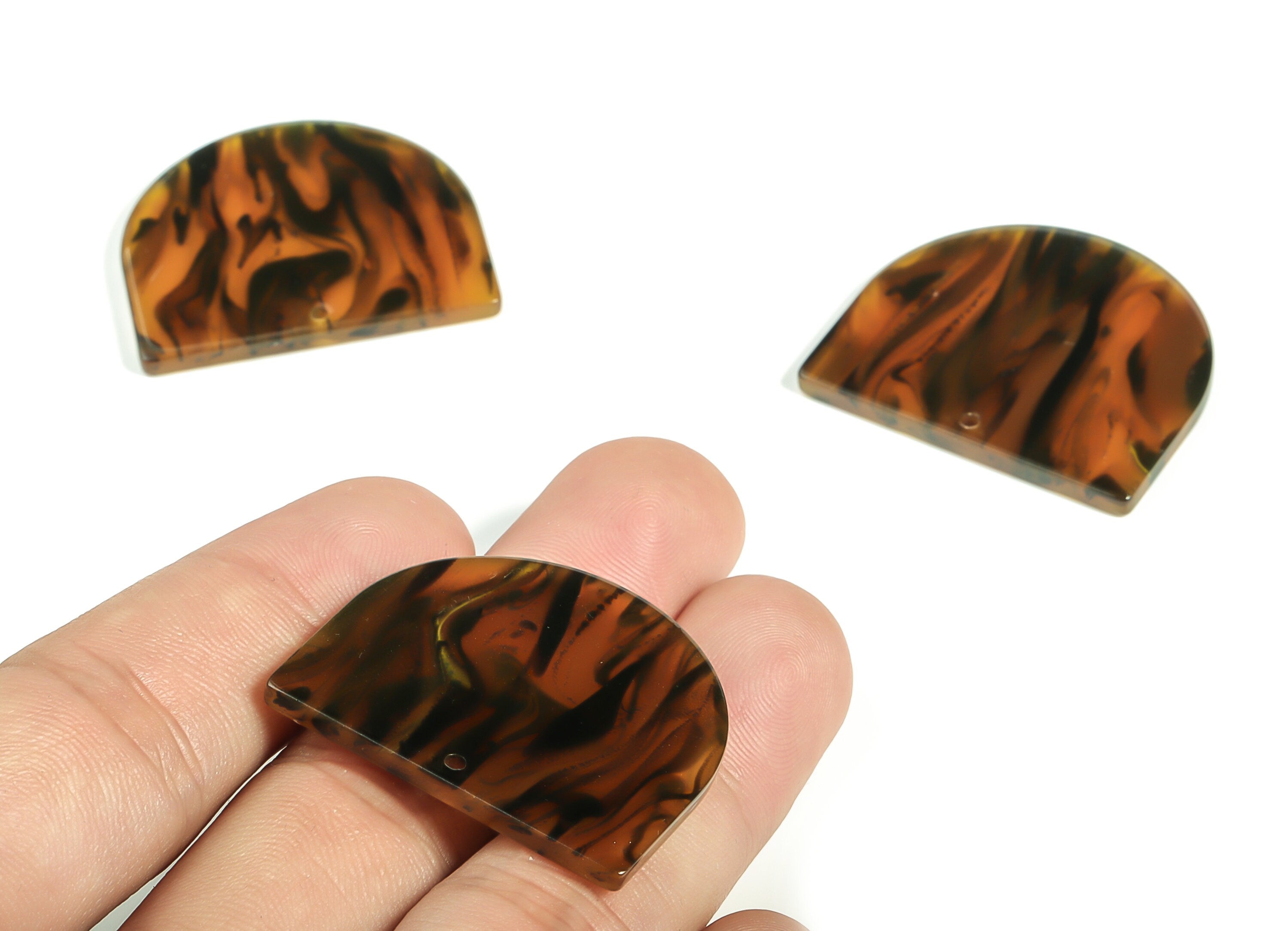 Acrylic D Earring Charms - Semi Circle Pendant - Earring Findings - Jewelry Supplies - Color Code: A625 - 33.39x29.21x2.59mm - AC1094-A625 - DOMEDBAZAAR