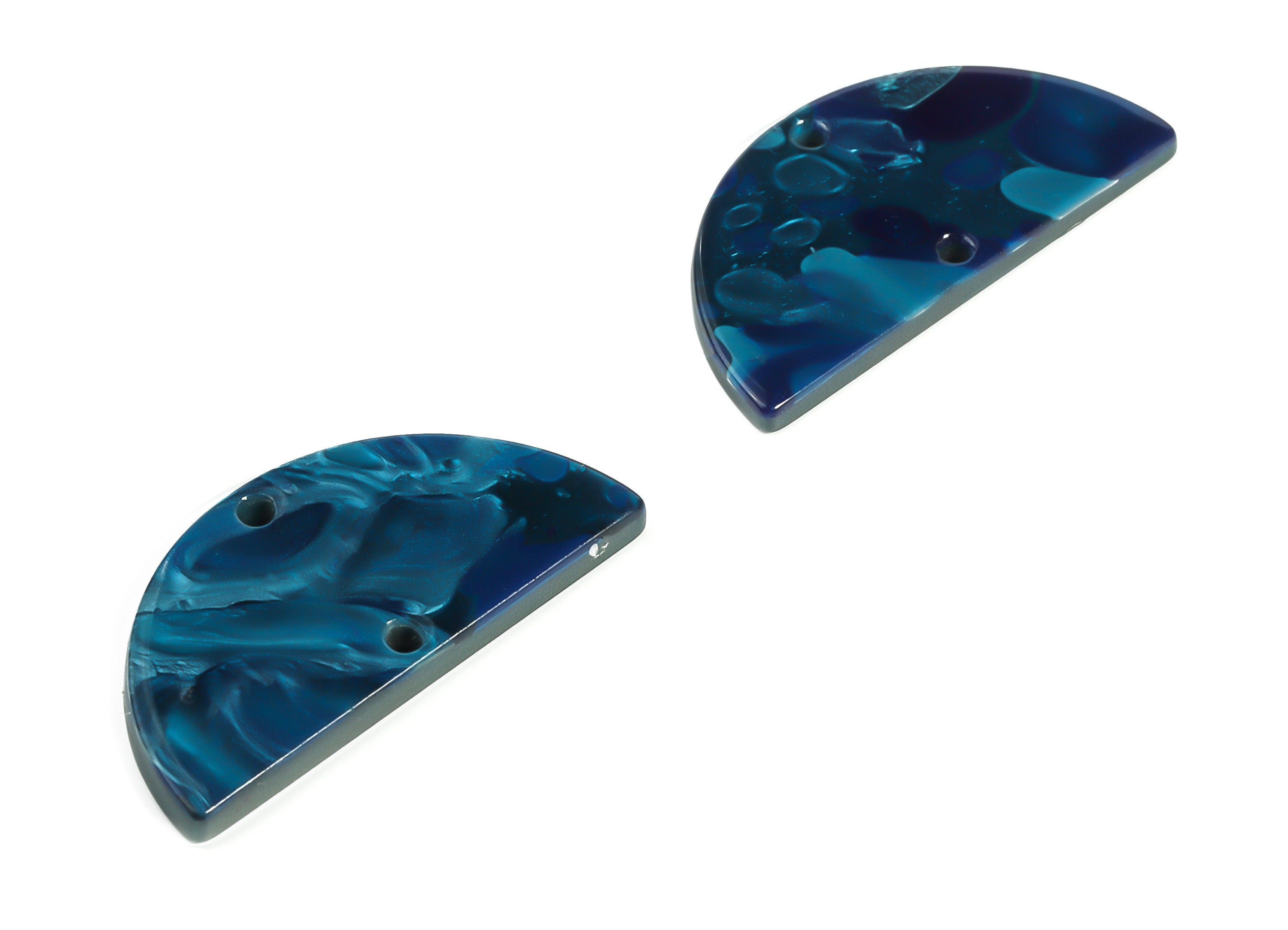 Acrylic Semicircle Earring Connectors - Acrylic Half Moon Charms - 2 Holes - Jewelry Supplies - Color Code:A631 - 34x17x2.2mm - AC1218-A631 - DOMEDBAZAAR