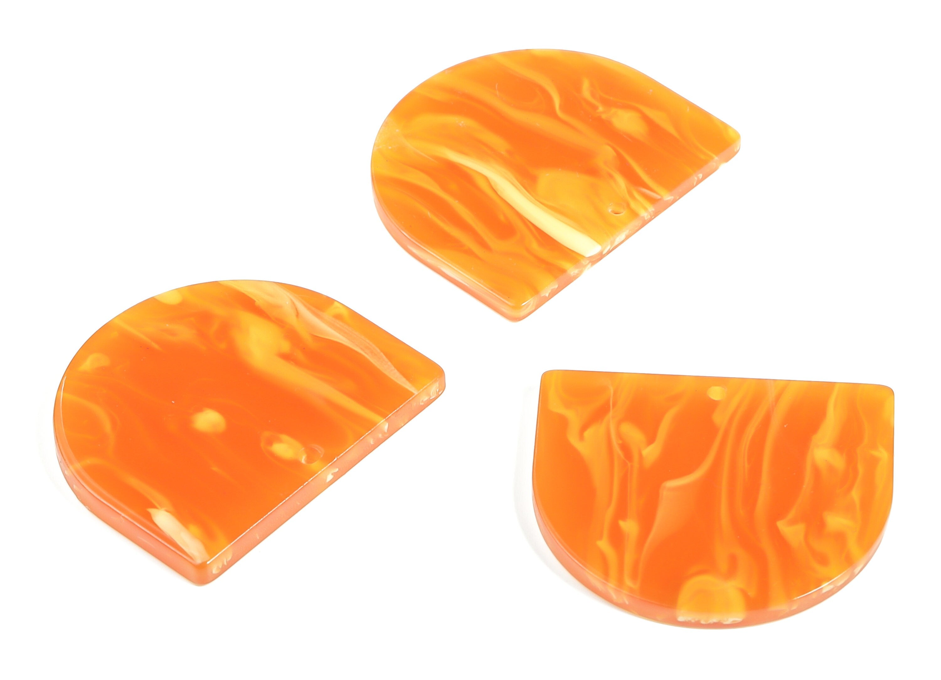 Acrylic D Earring Charms - Semi Circle Pendant - Earring Findings - Jewelry Supplies - Color Code: A563 - 33.28x29.24x2.81mm - AC1094-A563 - DOMEDBAZAAR