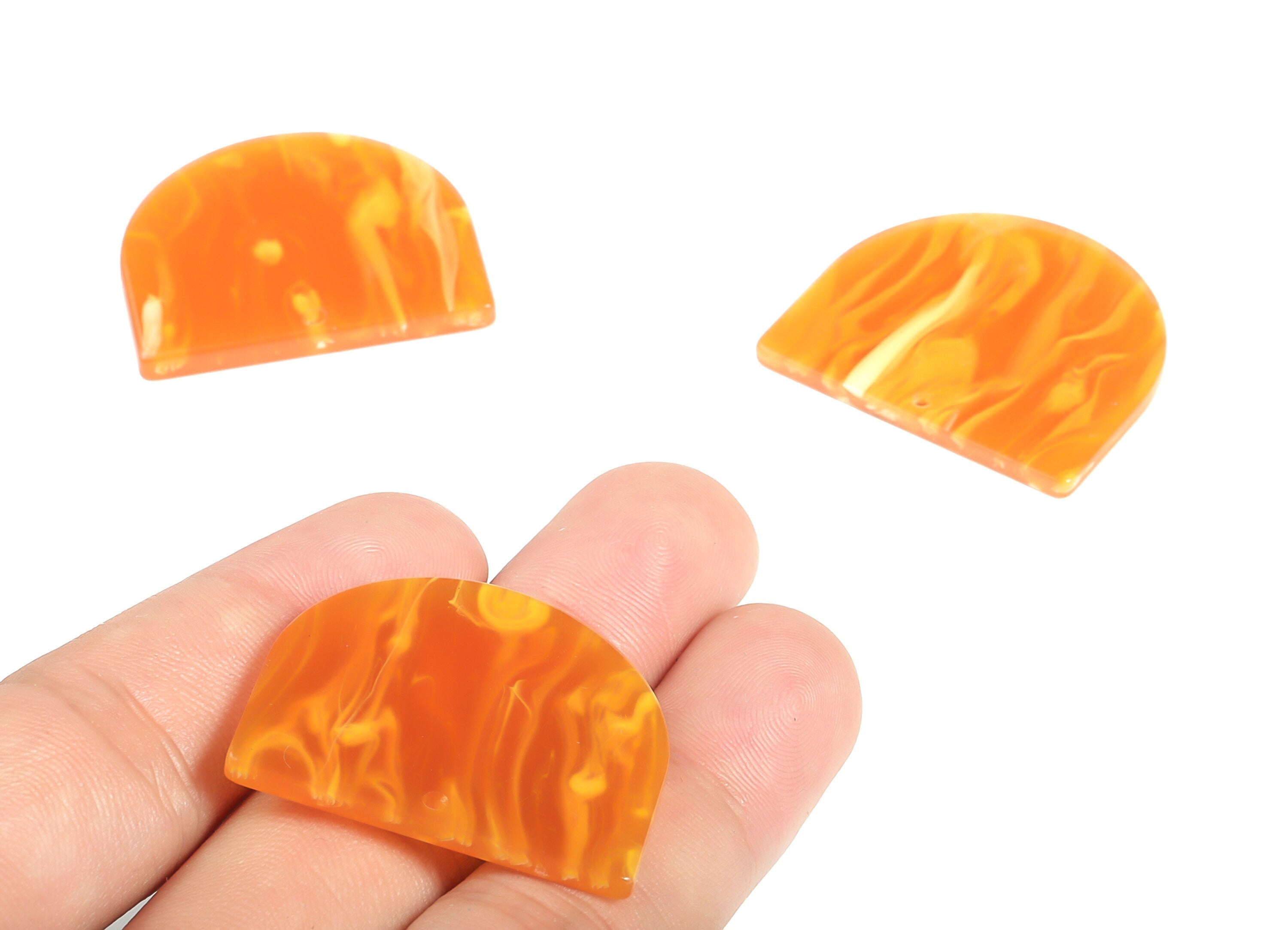 Acrylic D Earring Charms - Semi Circle Pendant - Earring Findings - Jewelry Supplies - Color Code: A563 - 33.28x29.24x2.81mm - AC1094-A563 - DOMEDBAZAAR