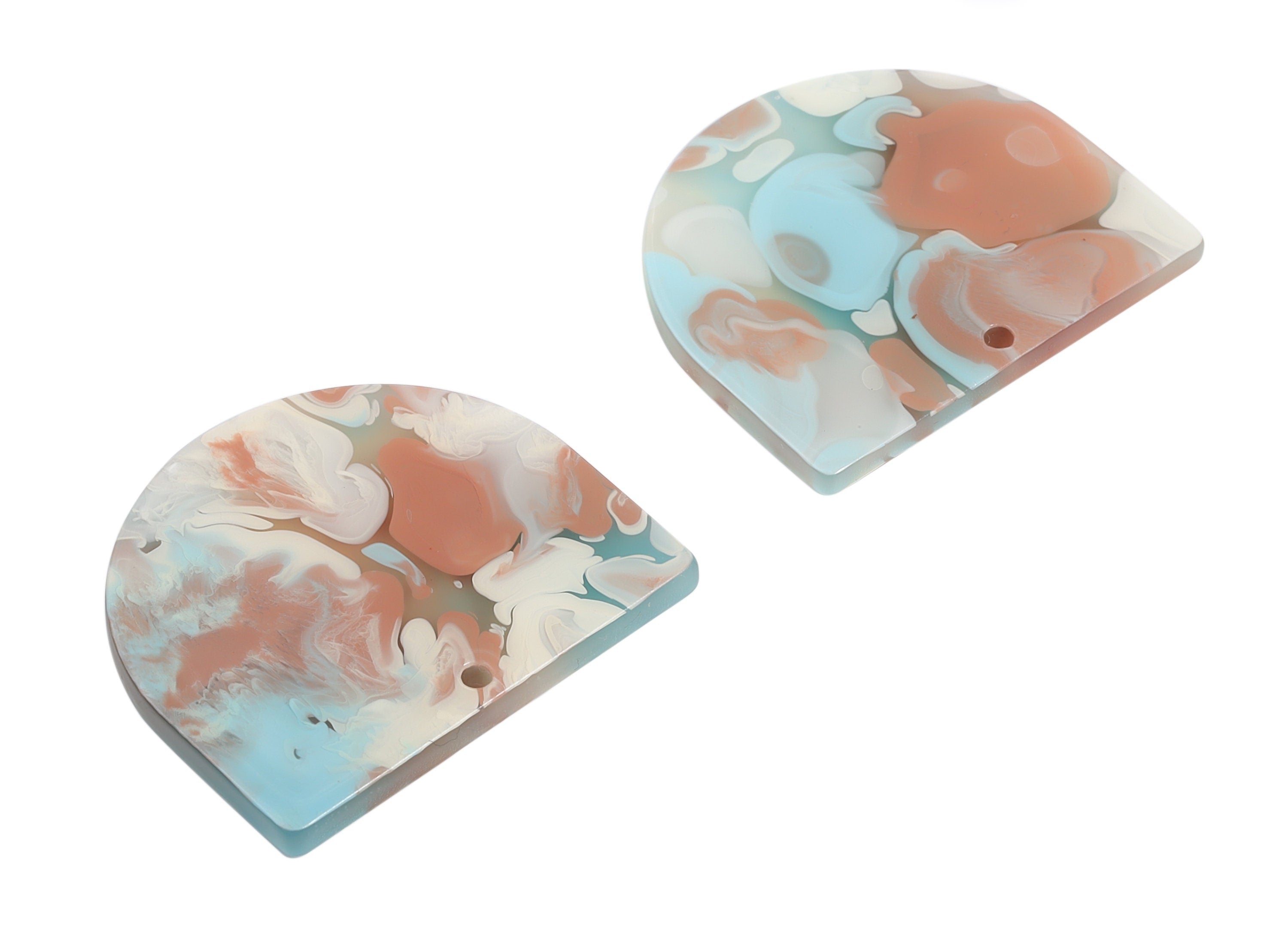 Acrylic D Earring Charms - Semi Circle Pendant - Earring Findings - Jewelry Supplies - Color Code: A585 - 33.4x29.22x2.64mm - AC1094-A585 - DOMEDBAZAAR