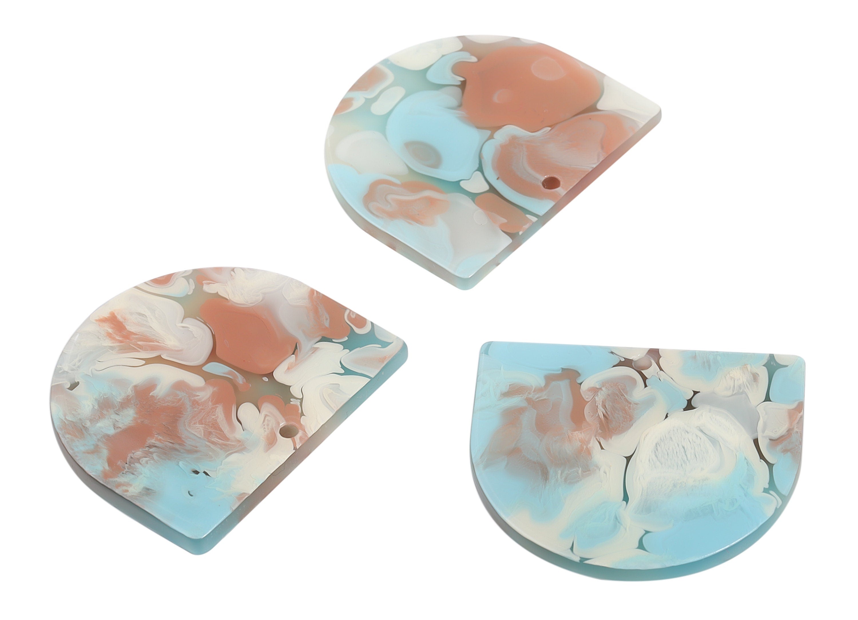 Acrylic D Earring Charms - Semi Circle Pendant - Earring Findings - Jewelry Supplies - Color Code: A585 - 33.4x29.22x2.64mm - AC1094-A585 - DOMEDBAZAAR