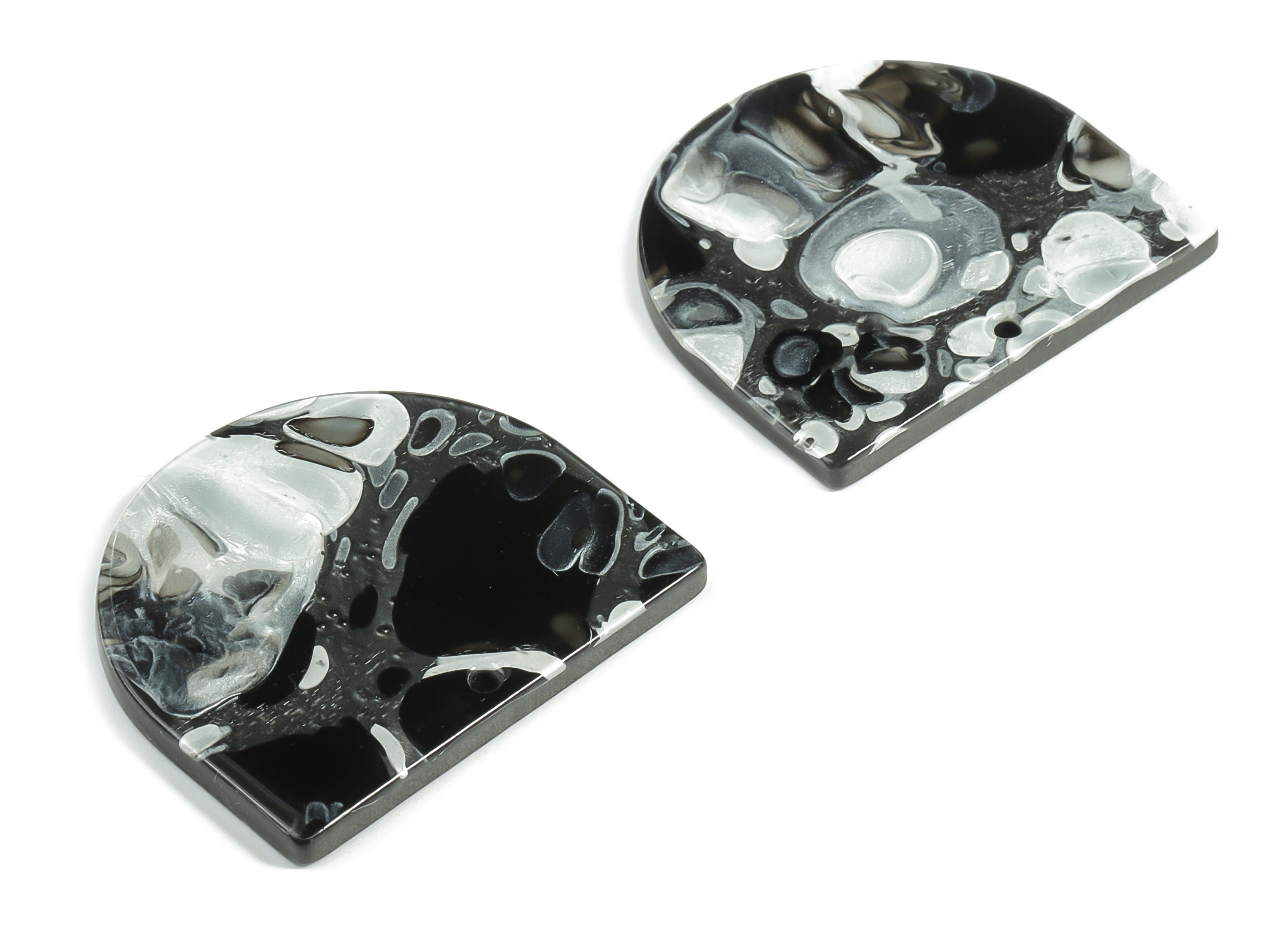 Acrylic D Earring Charms - Semi Circle Pendant - Earring Findings - Jewelry Supplies - Color Code: A601 - 33.3x29.25x2.65mm - AC1094-A601 - DOMEDBAZAAR