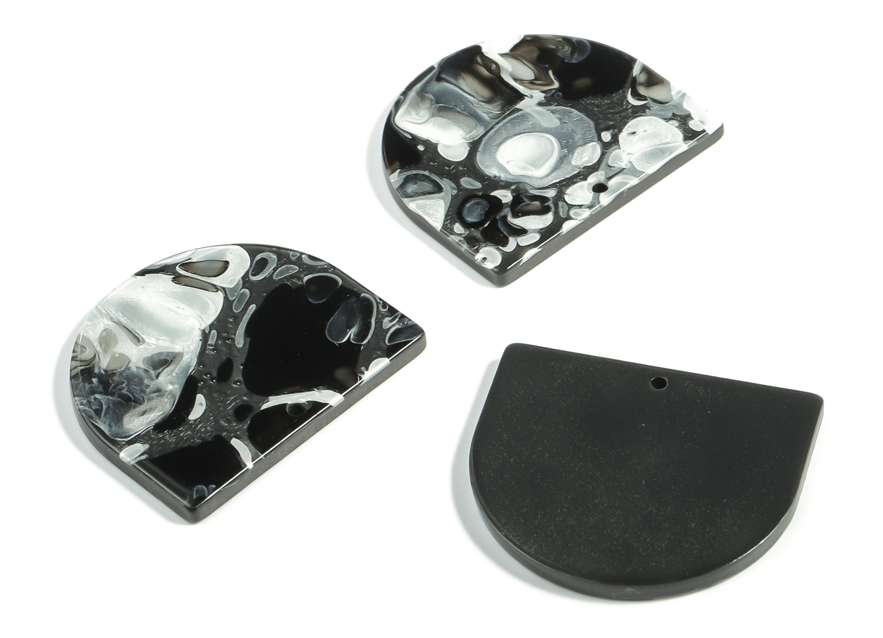 Acrylic D Earring Charms - Semi Circle Pendant - Earring Findings - Jewelry Supplies - Color Code: A601 - 33.3x29.25x2.65mm - AC1094-A601 - DOMEDBAZAAR