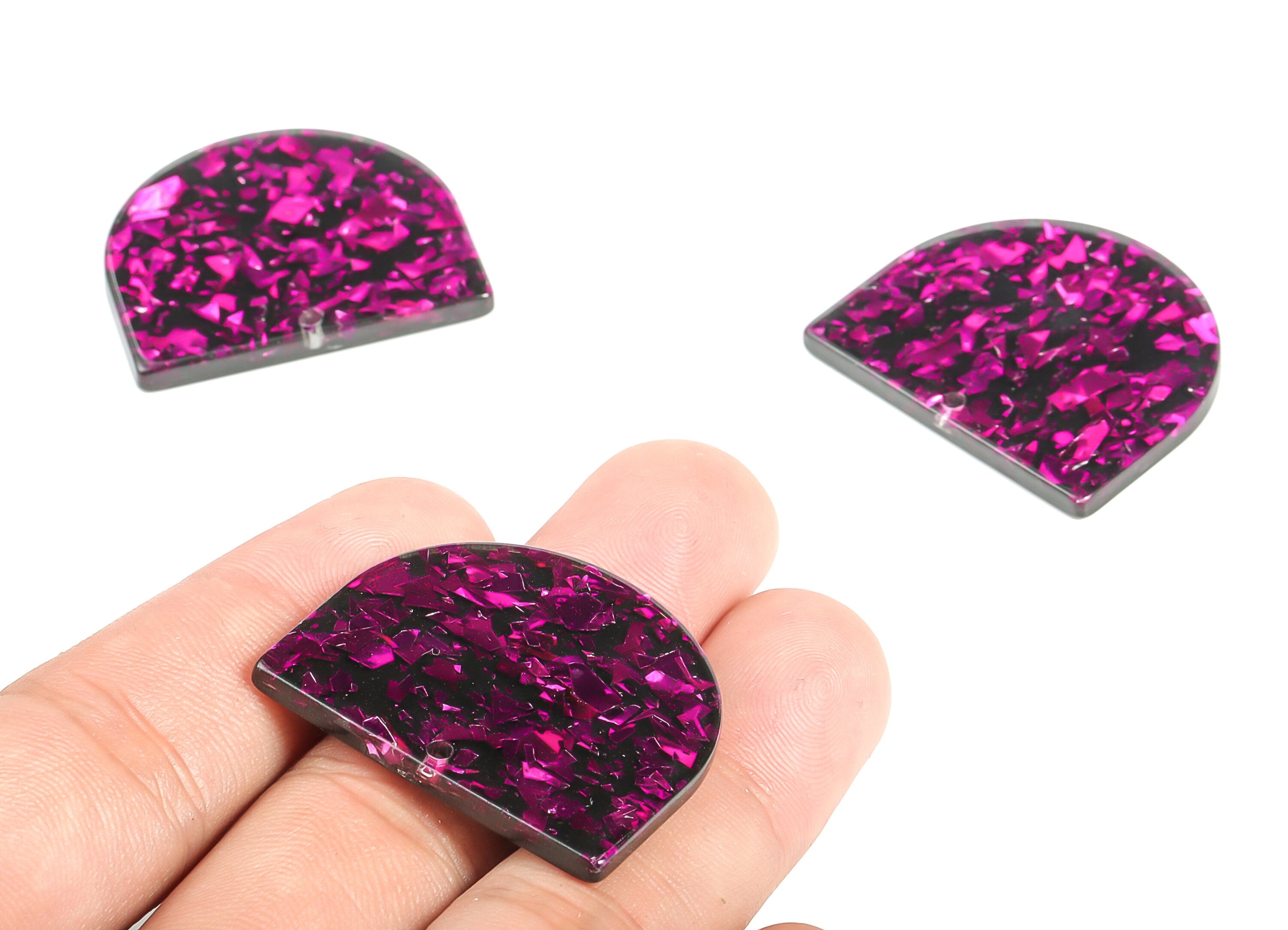 Acrylic D Earring Charms - Semi circle Pendant - Earring Findings - Jewellery Supplies - Color Code: A636 - 33.13x29.13x2.63mm - AC1094-A636 - DOMEDBAZAAR