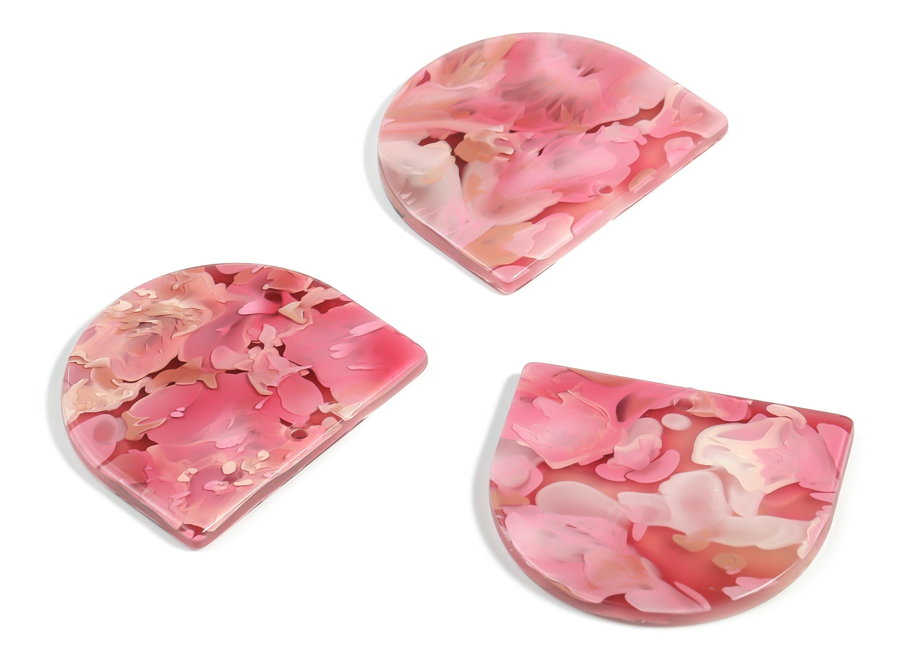 Acrylic D Earring Charms - Semi Circle Pendant - Earring Findings - Jewelry Supplies - Color Code: A632 - 33.45x29.3x2.75mm - AC1094-A632 - DOMEDBAZAAR