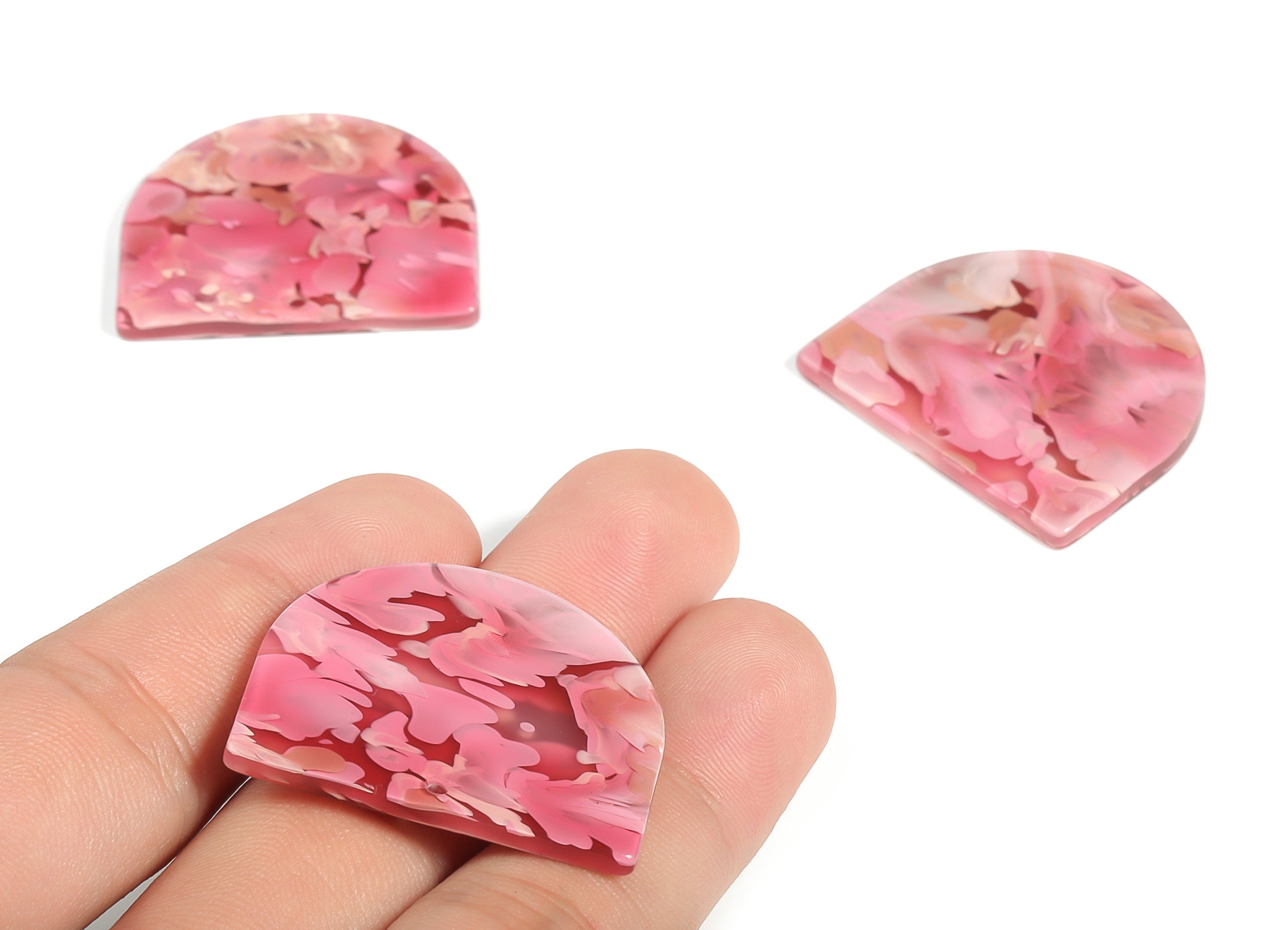 Acrylic D Earring Charms - Semi Circle Pendant - Earring Findings - Jewelry Supplies - Color Code: A632 - 33.45x29.3x2.75mm - AC1094-A632 - DOMEDBAZAAR