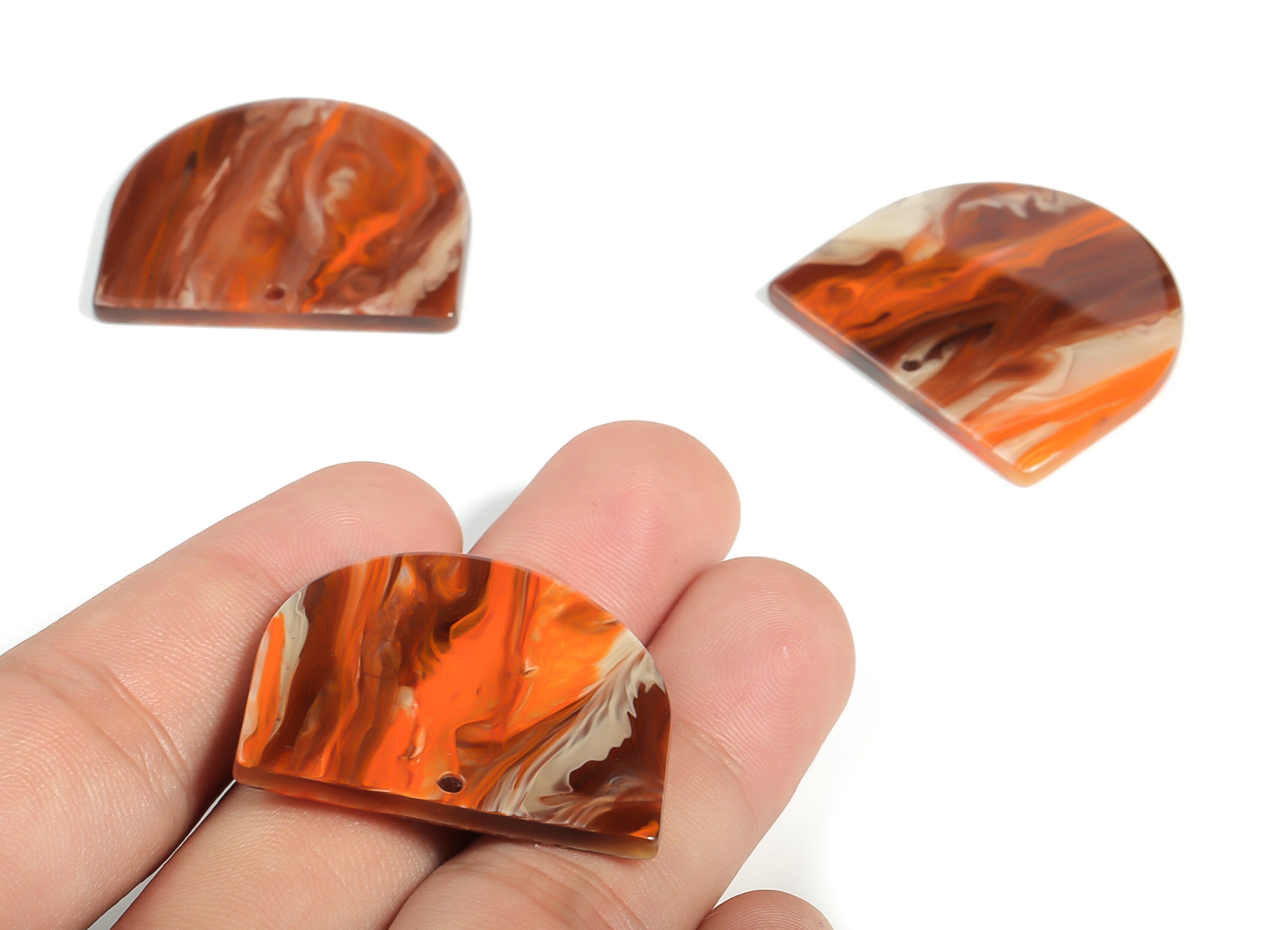 Jewe Acrylic D Earring Charms - Semi Circle Pendant - Earring Findings - lry Supplies - Color Code: A622 - 33.25x29.19x2.46mm - AC1094-A622 - DOMEDBAZAAR