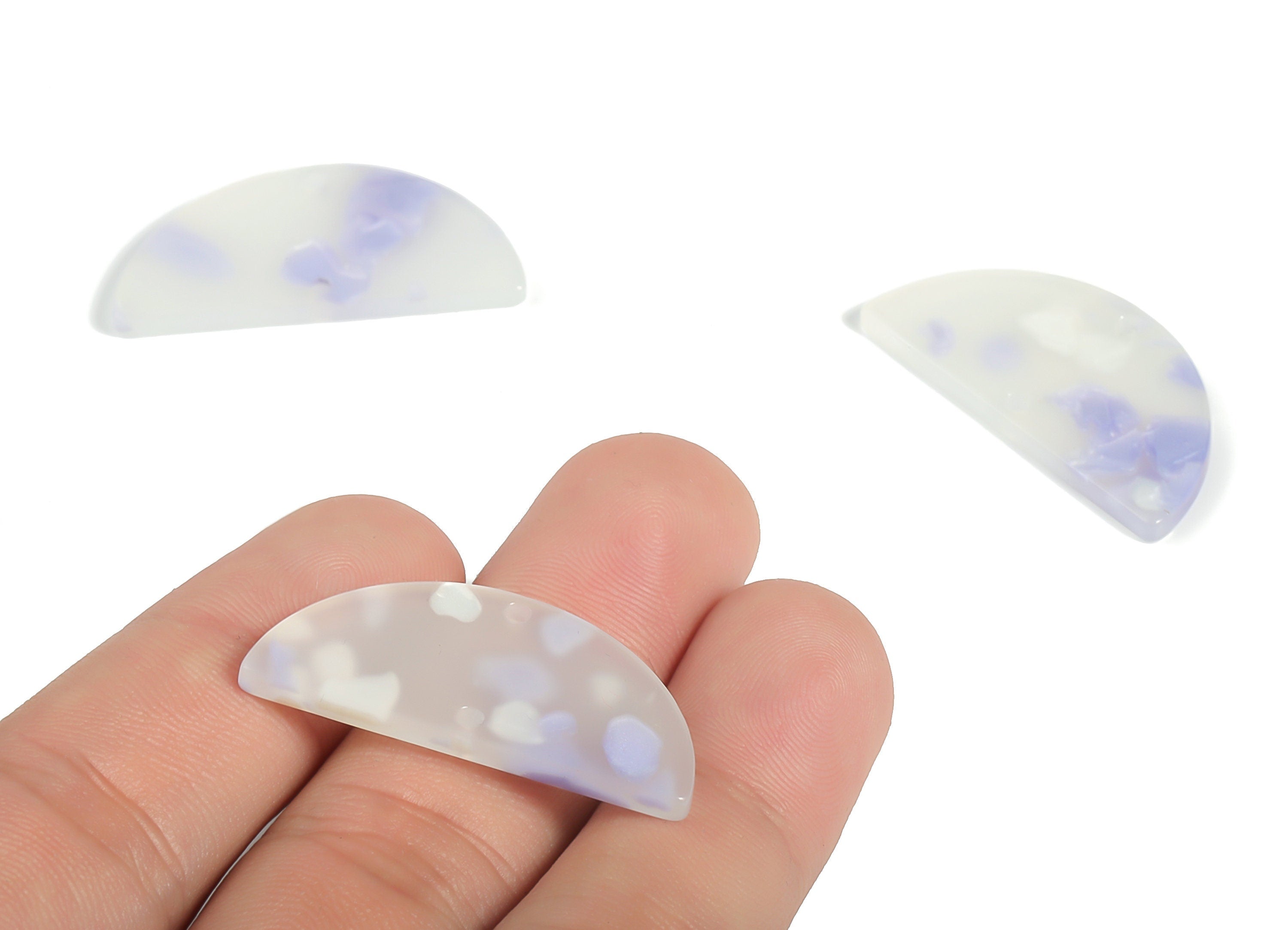 Acrylic Semicircle Earring Connectors - Acrylic Half Moon Charms - 2 Holes - Jewelry Supplies - Color Code:A595 - 34x17x2.4mm - AC1218-A595 - DOMEDBAZAAR