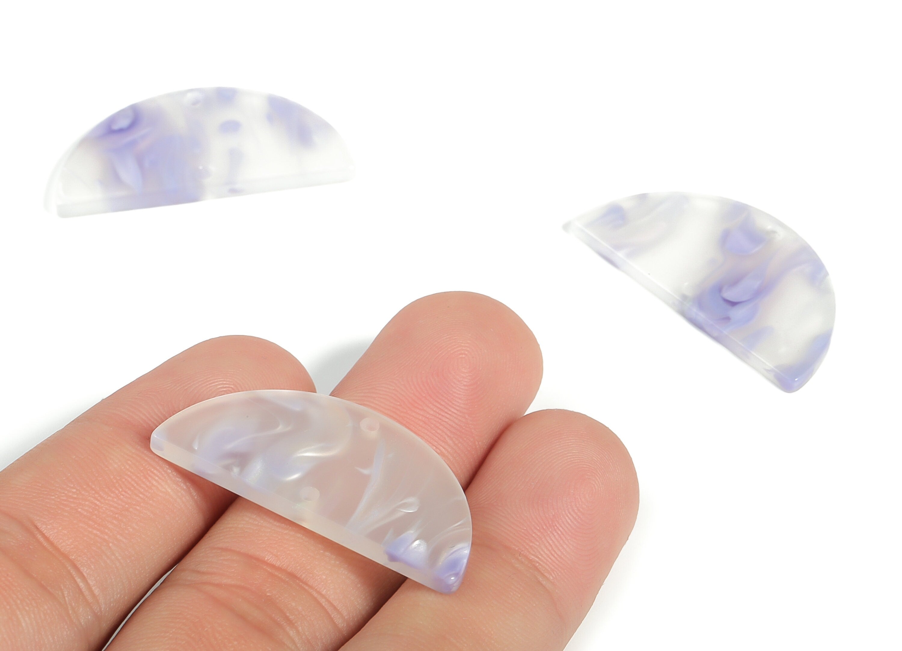 Acrylic Semicircle Earring Connectors - Acrylic Half Moon Charms - 2 Holes - Jewelry Supplies - Color Code:A594 - 34x17x2.6mm - AC1218-A594 - DOMEDBAZAAR