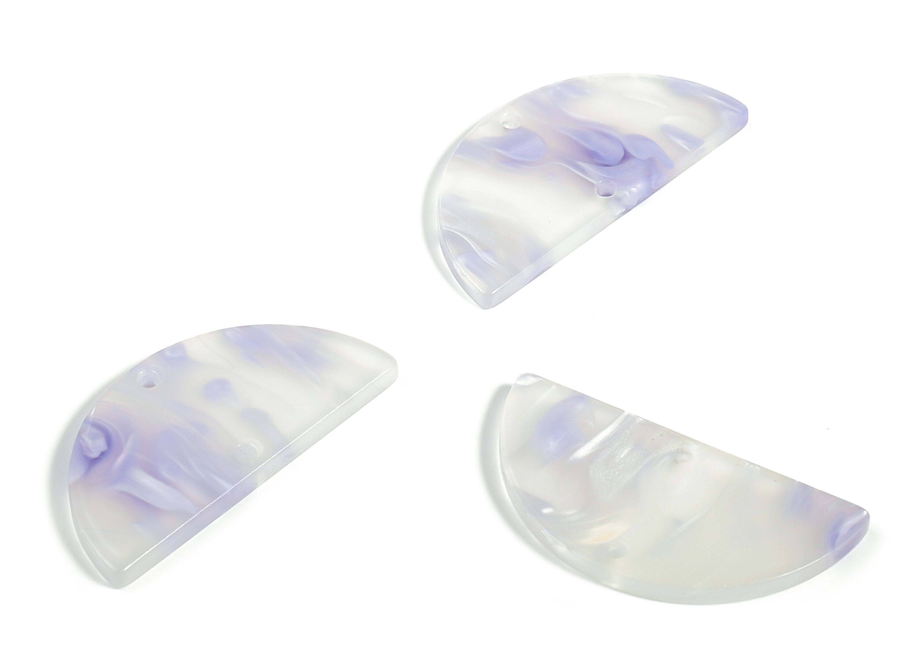 Acrylic Semicircle Earring Connectors - Acrylic Half Moon Charms - 2 Holes - Jewelry Supplies - Color Code:A594 - 34x17x2.6mm - AC1218-A594 - DOMEDBAZAAR