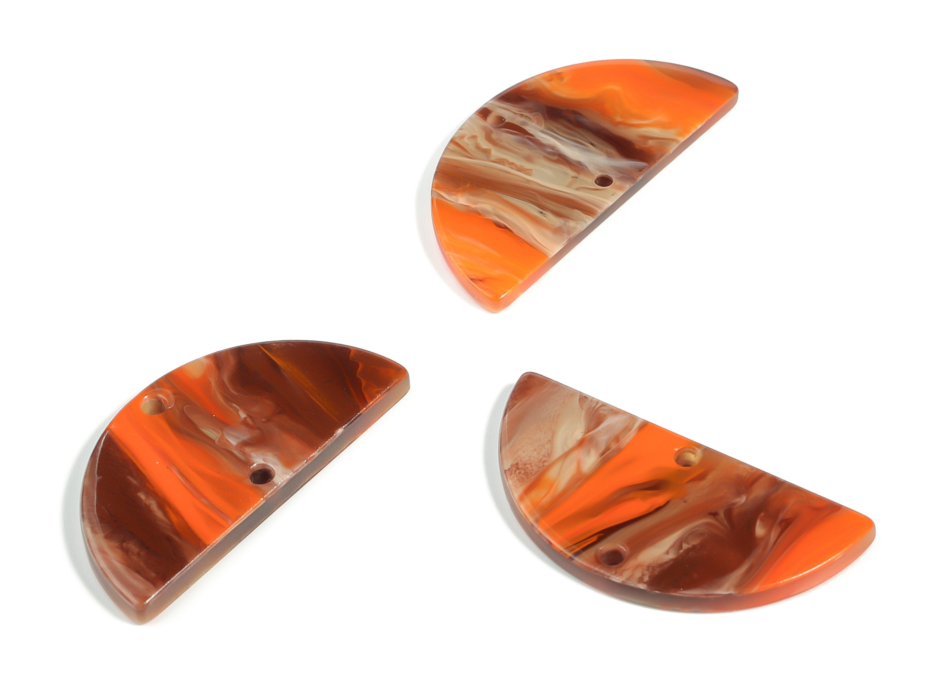 Acrylic Semicircle Earring Connectors - Acrylic Half Moon Charms - 2 Holes - Jewelry Supplies - Color Code:A622 - 34x17x2.7mm - AC1218-A622 - DOMEDBAZAAR