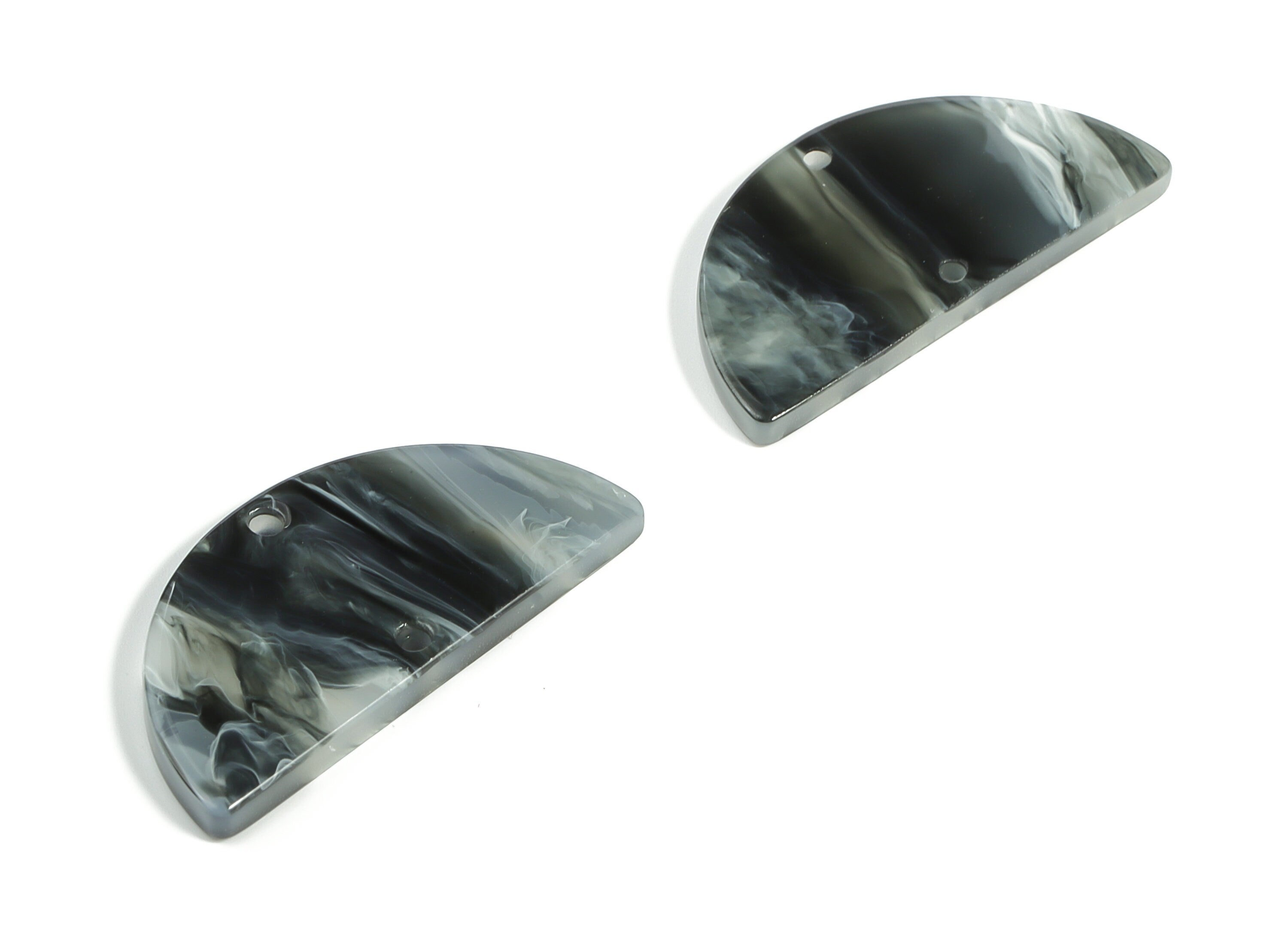 Acrylic Semicircle Earring Connectors - Acrylic Half Moon Charms - 2 Holes - Jewelry Supplies - Color Code:A626 - 34x17x2.4mm - AC1218-A626 - DOMEDBAZAAR