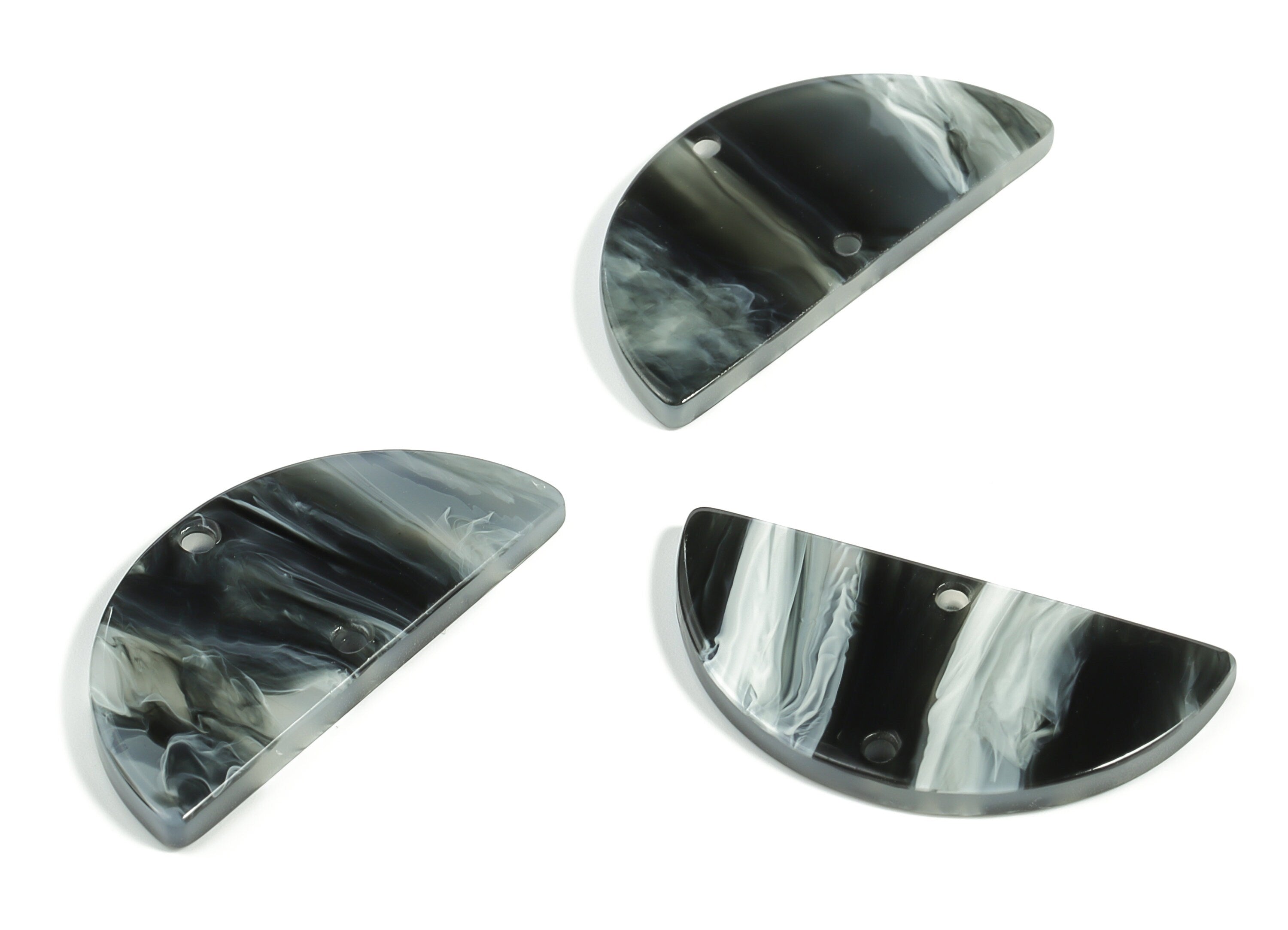 Acrylic Semicircle Earring Connectors - Acrylic Half Moon Charms - 2 Holes - Jewelry Supplies - Color Code:A626 - 34x17x2.4mm - AC1218-A626 - DOMEDBAZAAR