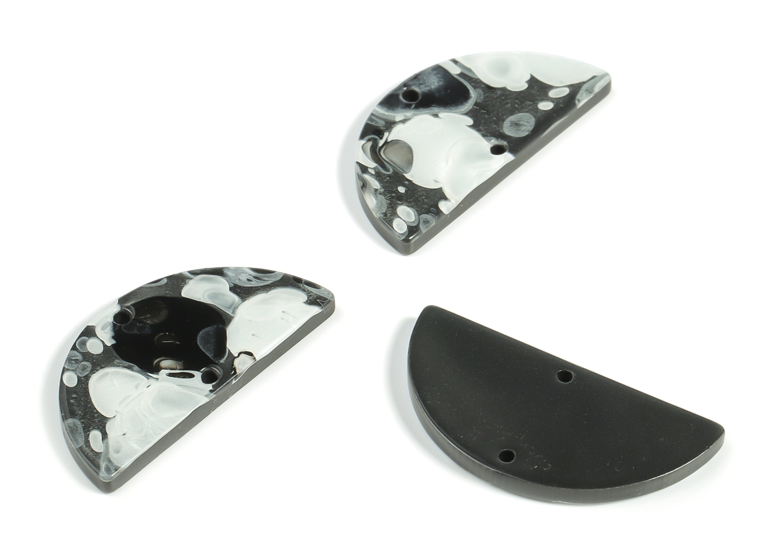 Acrylic Semicircle Earring Connectors - Acrylic Half Moon Charms - 2 Holes - Jewelry Supplies - Color Code:A601 - 34x17x2.6mm - AC1218-A601 - DOMEDBAZAAR