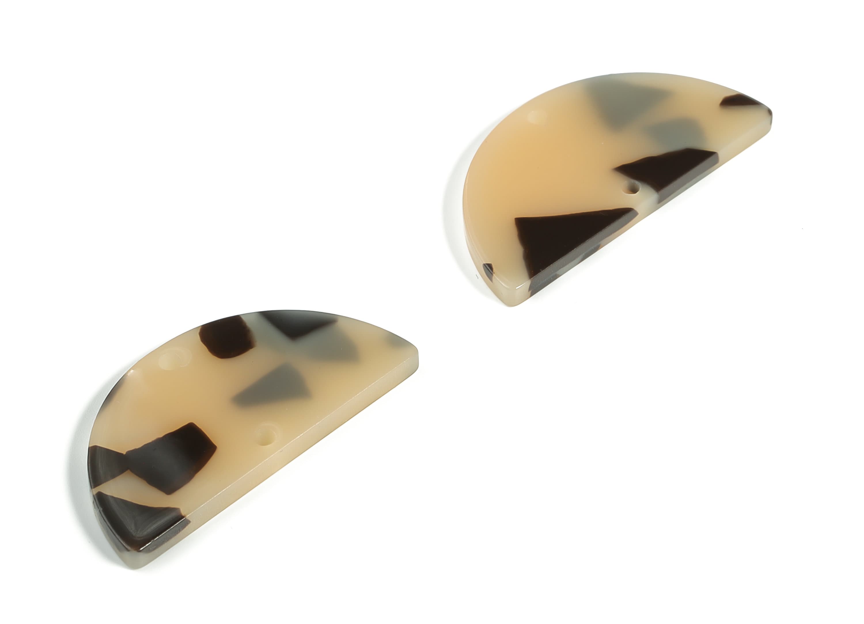 Acrylic Semicircle Earring Connectors - Half Moon Charms - Tortoise Shell - Jewelry Supplies - Color Code:A630 - 34x17x2.6mm - AC1218-A630 - DOMEDBAZAAR