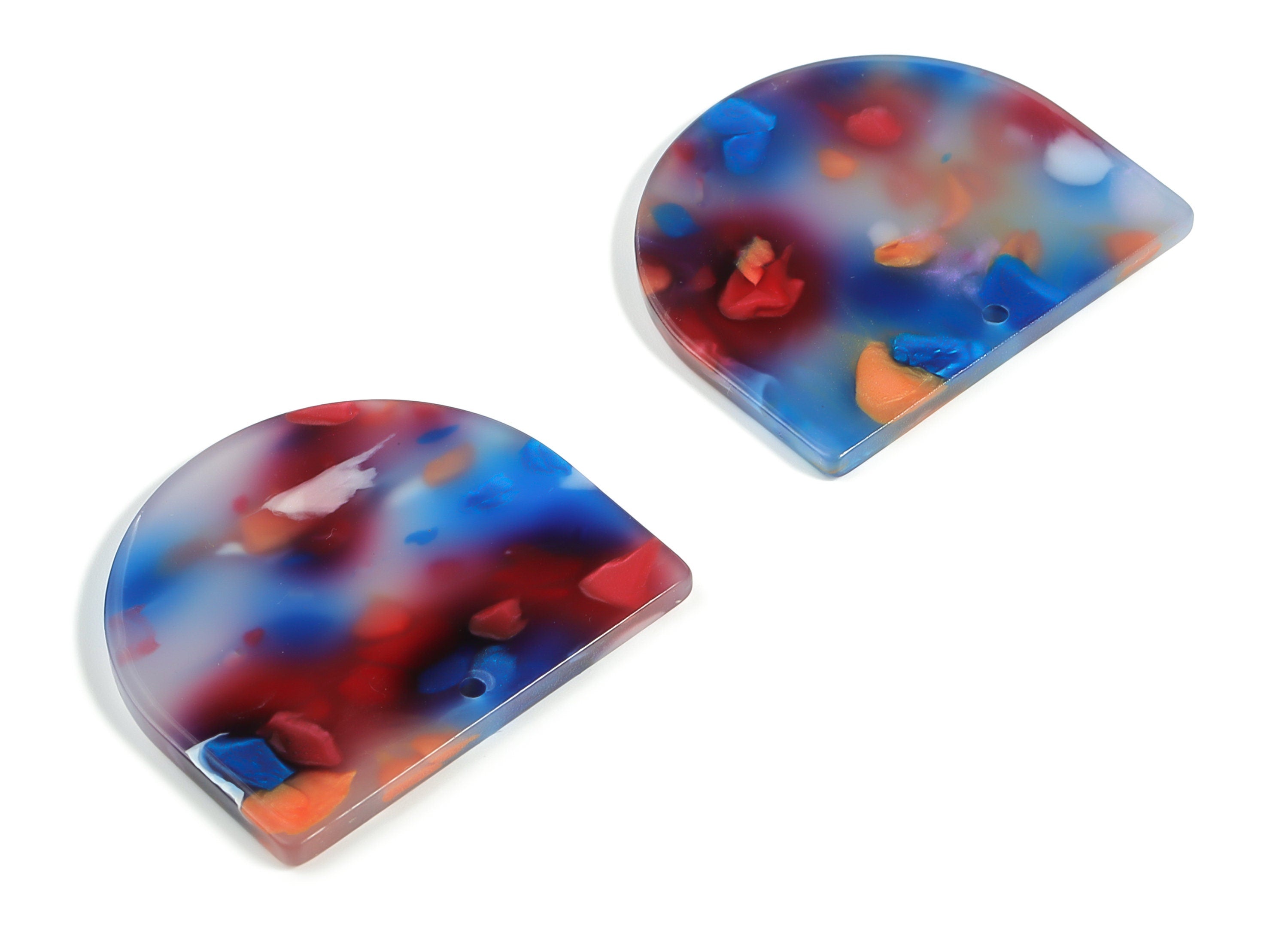 Acrylic D Earring Charms - Semi Circle Pendant - Earring Findings - Jewelry Supplies - Color Code: A608 - 33.3x29.23x2.54mm - AC1094-A608 - DOMEDBAZAAR