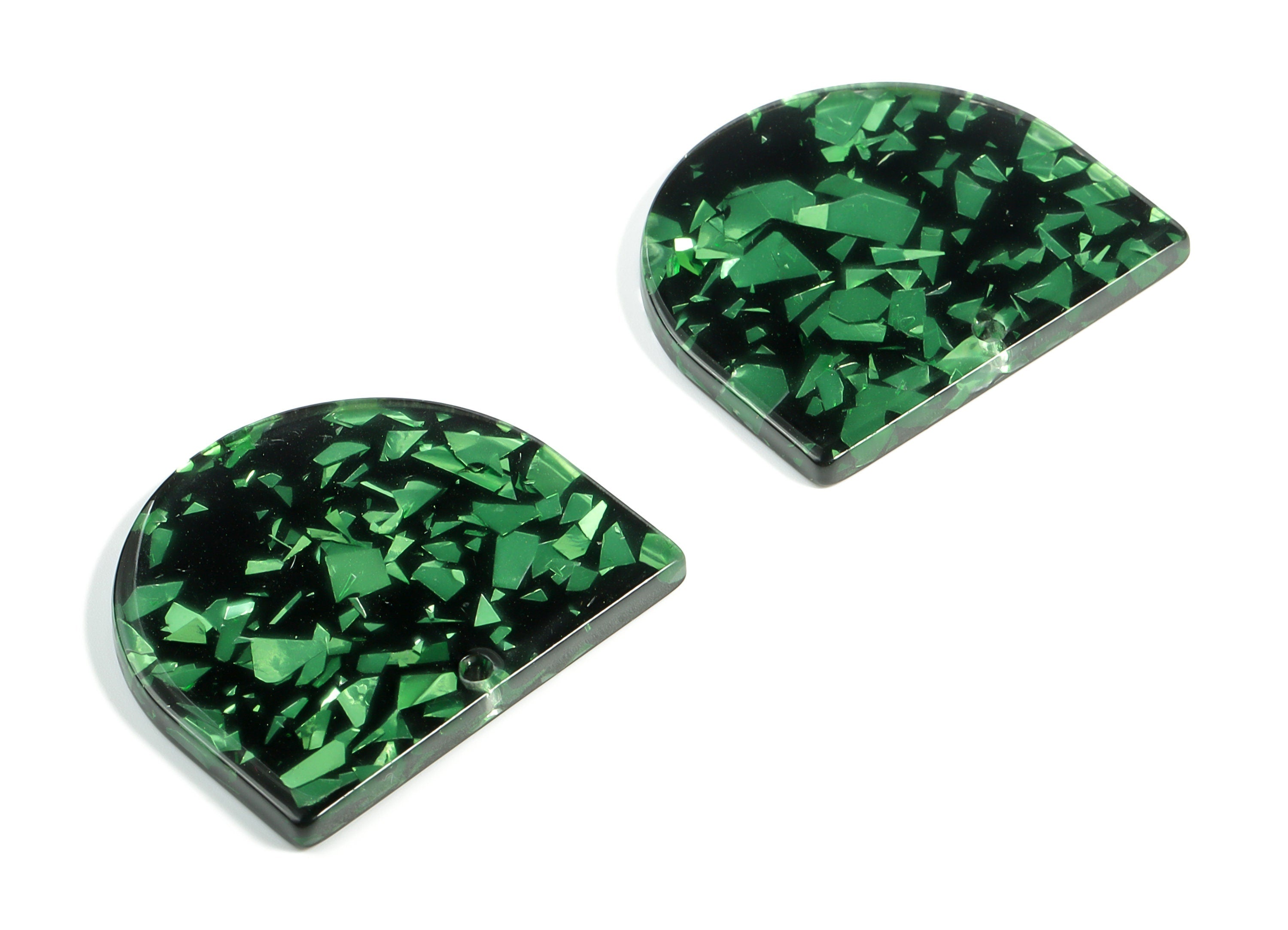 Acrylic D Earring Charms - Semi Circle Pendant - Earring Findings - Jewelry Supplies - Color Code: A635 - 33.42x29.16x2.33mm - AC1094-A635 - DOMEDBAZAAR