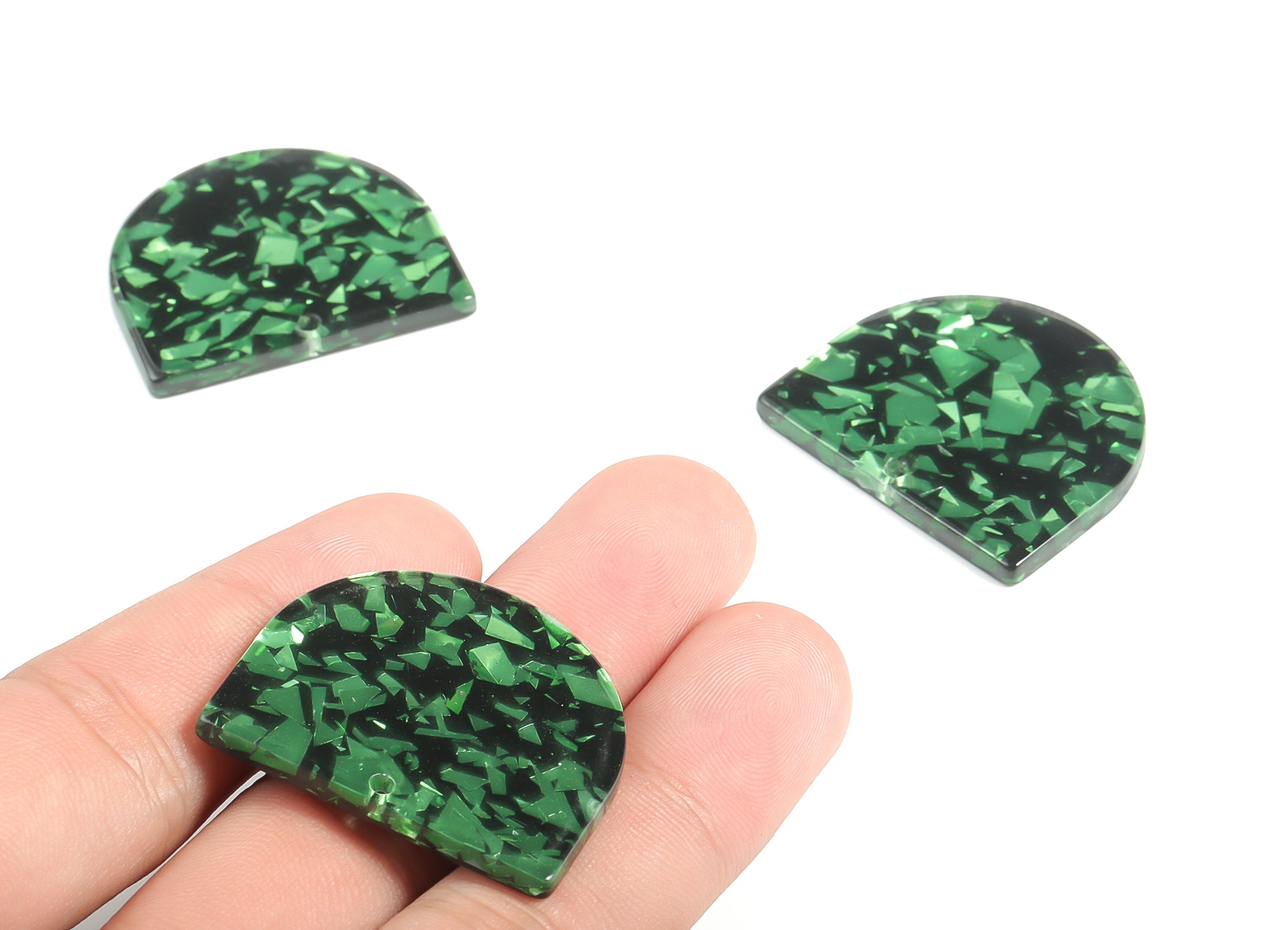 Acrylic D Earring Charms - Semi Circle Pendant - Earring Findings - Jewelry Supplies - Color Code: A635 - 33.42x29.16x2.33mm - AC1094-A635 - DOMEDBAZAAR