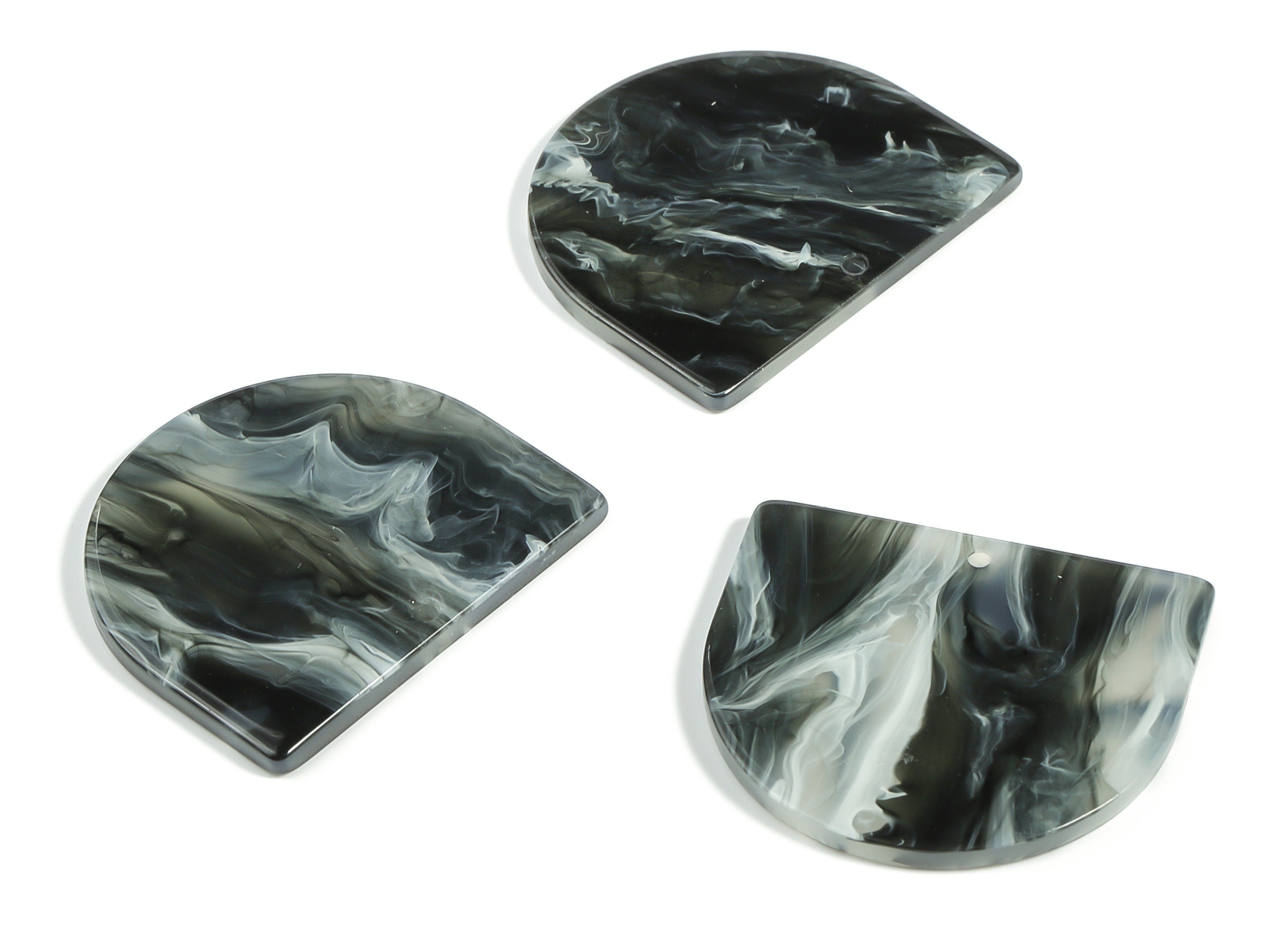 Acrylic D Earring Charms - Semi Circle Pendant - Earring Findings - Jewelry Supplies - Color Code: A626 - 33.15x29.06x2.44mm - AC1094-A626 - DOMEDBAZAAR