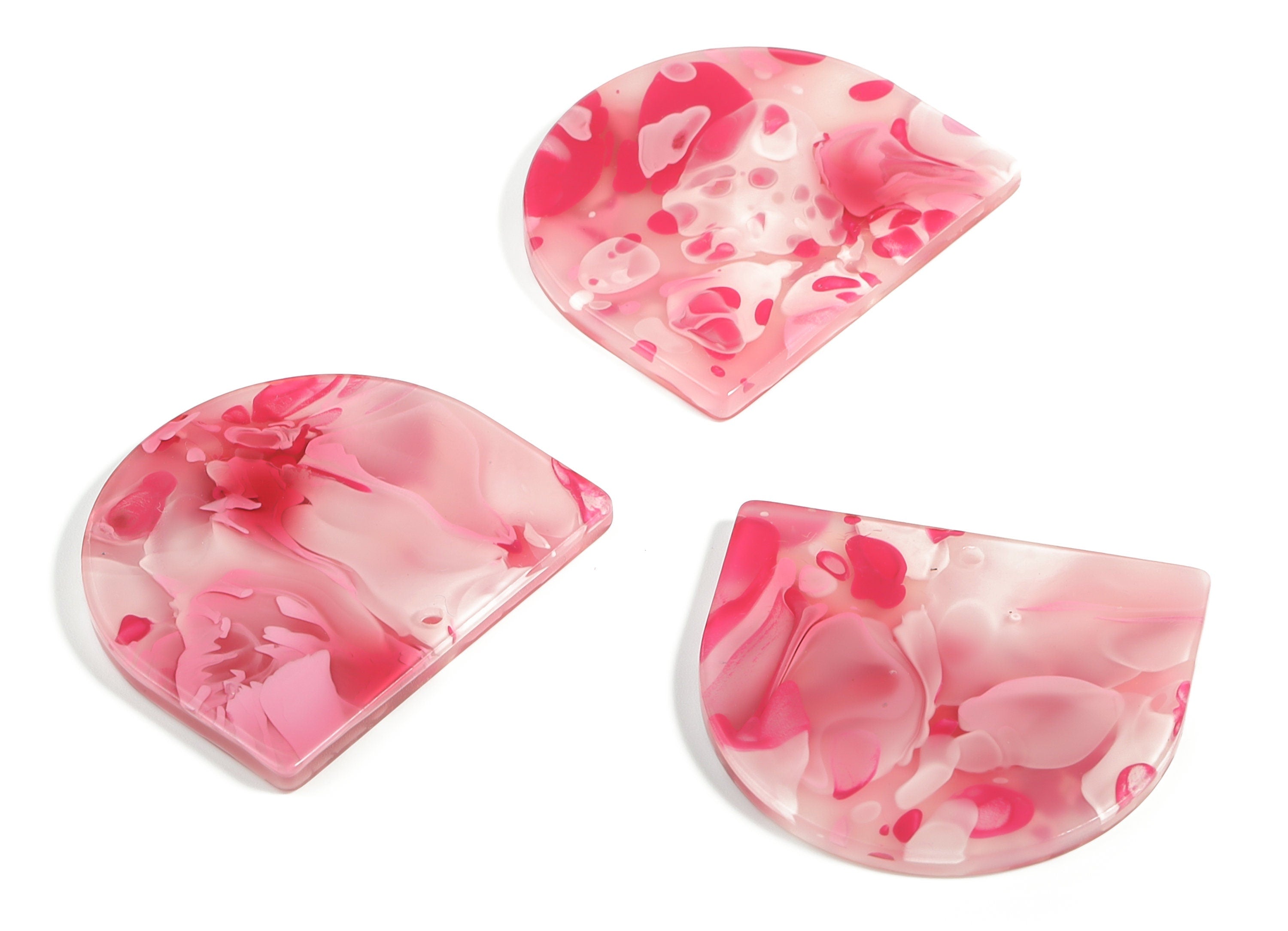 Acrylic D Earring Charms - Semi Circle Pendant - Earring Findings - Jewelry Supplies - Color Code: A633 - 33.42x29.38x2.95mm - AC1094-A633 - DOMEDBAZAAR