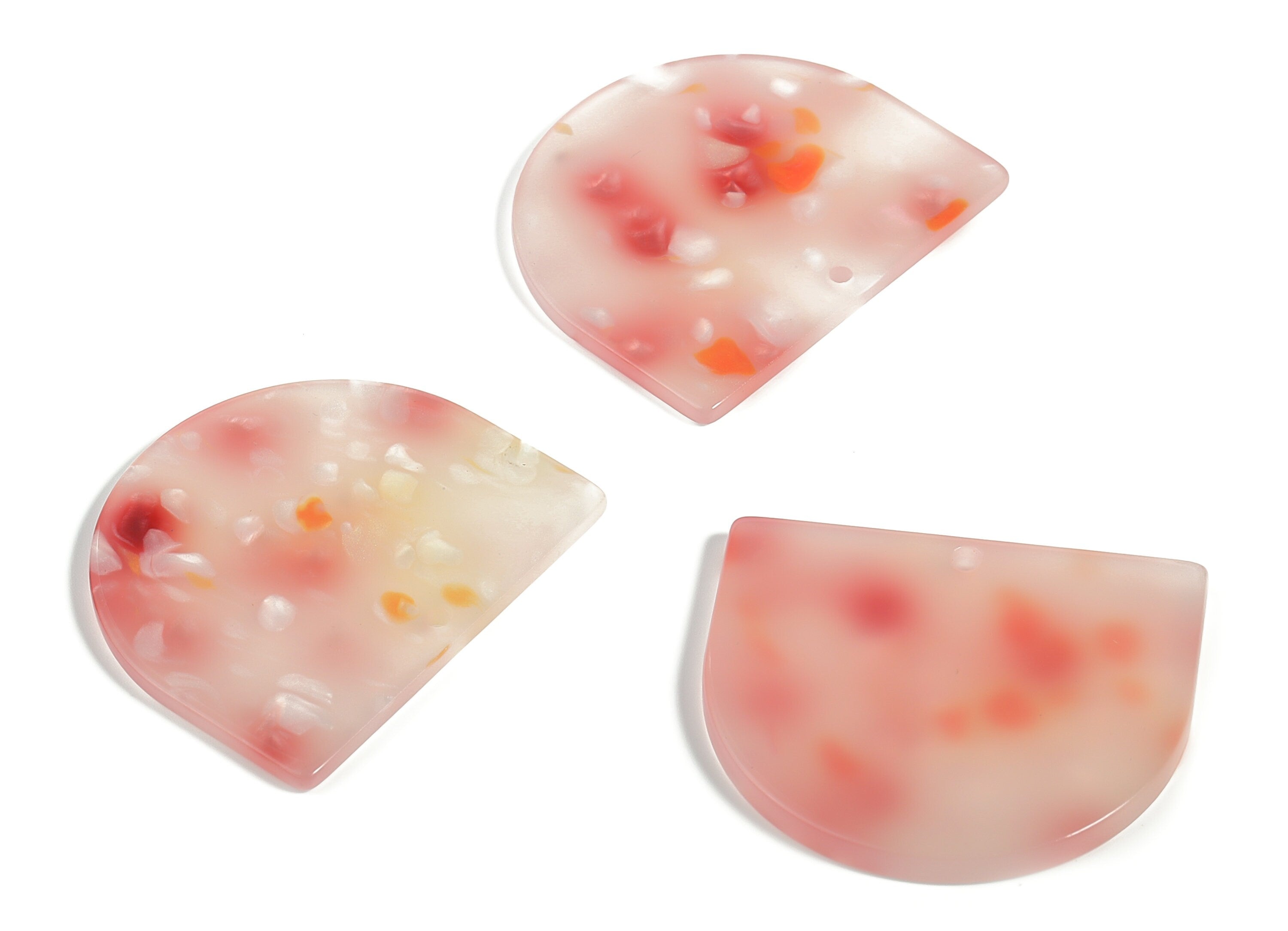 Acrylic D Earring Charms - Semi Circle Pendant - Earring Findings - Jewelry Supplies - Color Code: A604 - 33.42x29.13x2.70mm - AC1094-A604 - DOMEDBAZAAR