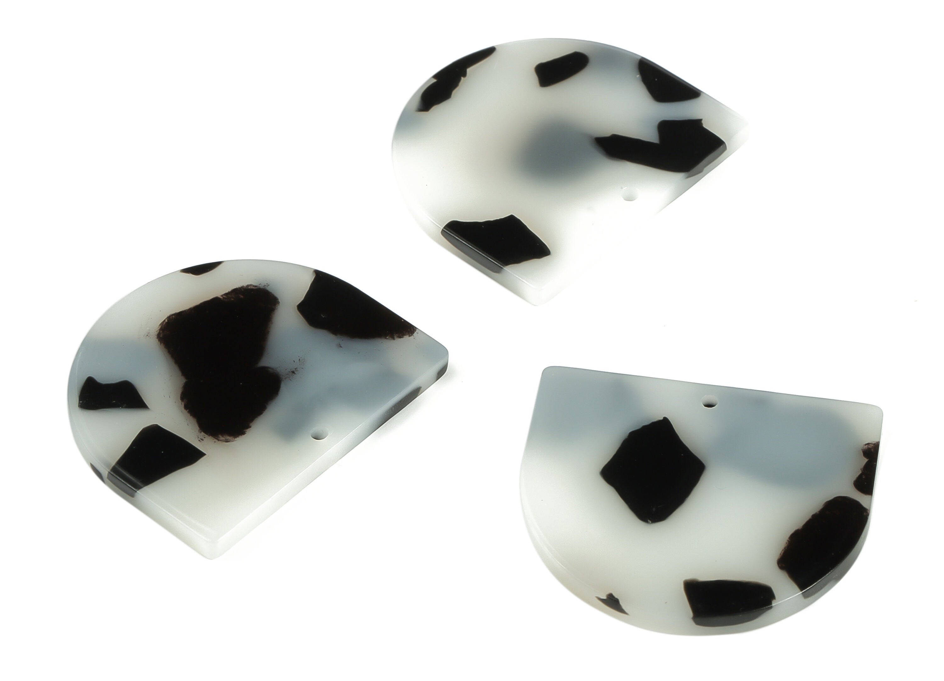 Acrylic D Earring Charms - Semi Circle Pendant - Earring Findings - Jewelry Supplies - Color Code: A616 - 33.34x29.28x2.85mm - AC1094-A616 - DOMEDBAZAAR