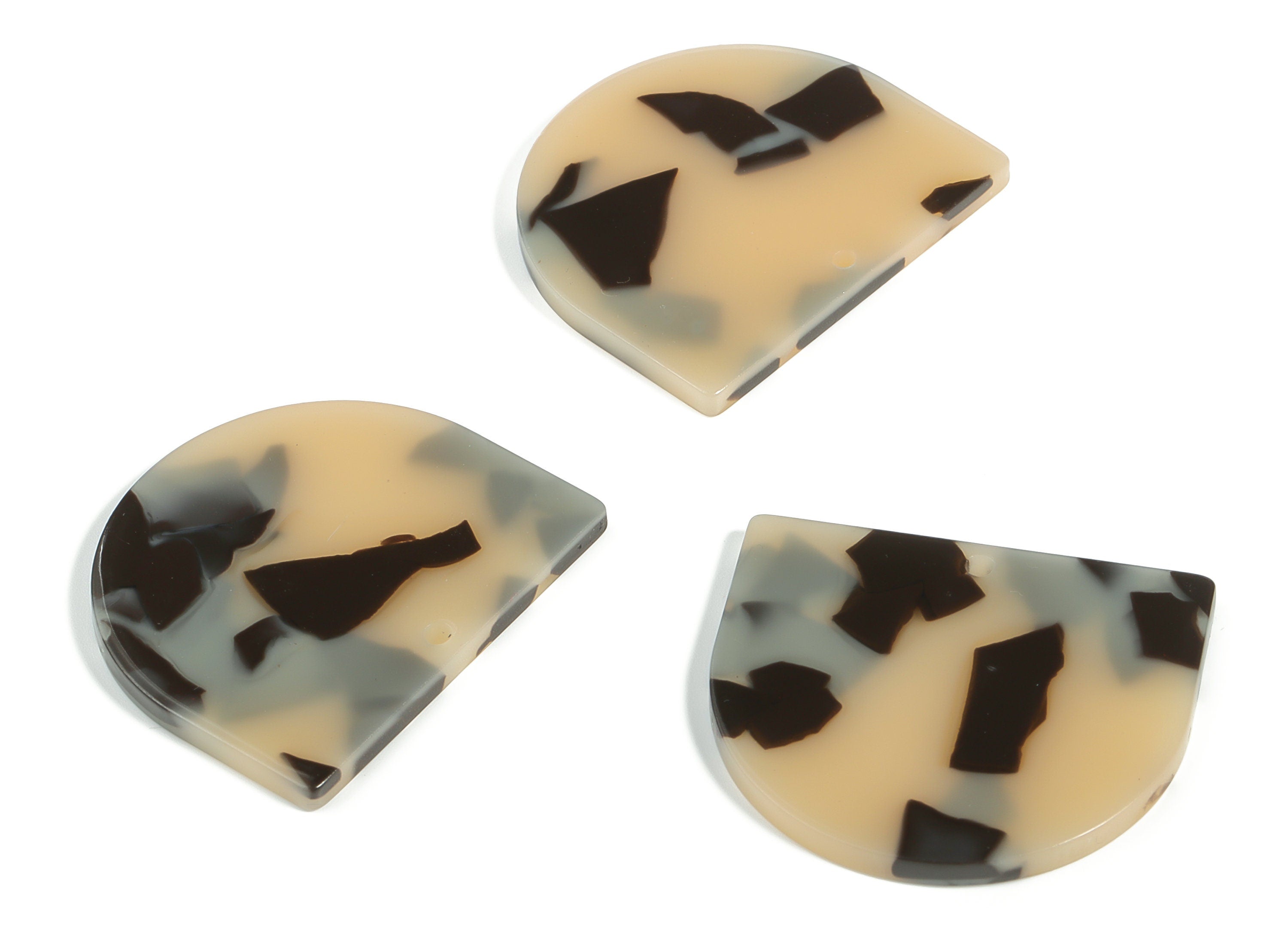 Acrylic D Earring Charms - Semi circle Pendant - Tortoise Shell Earring - Jewelry Supplies - Color Code: A630 - 33.1x29.3x2.5mm- AC1094-A630 - DOMEDBAZAAR