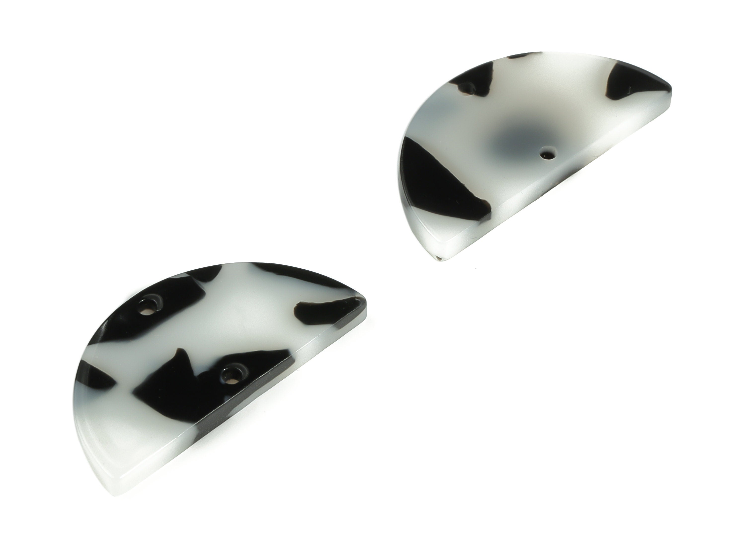 Acrylic Semicircle Earring Connectors - Acrylic Half Moon Charms - 2 Holes - Jewelry Supplies - Color Code:A616 - 34x17x3mm - AC1218-A616 - DOMEDBAZAAR