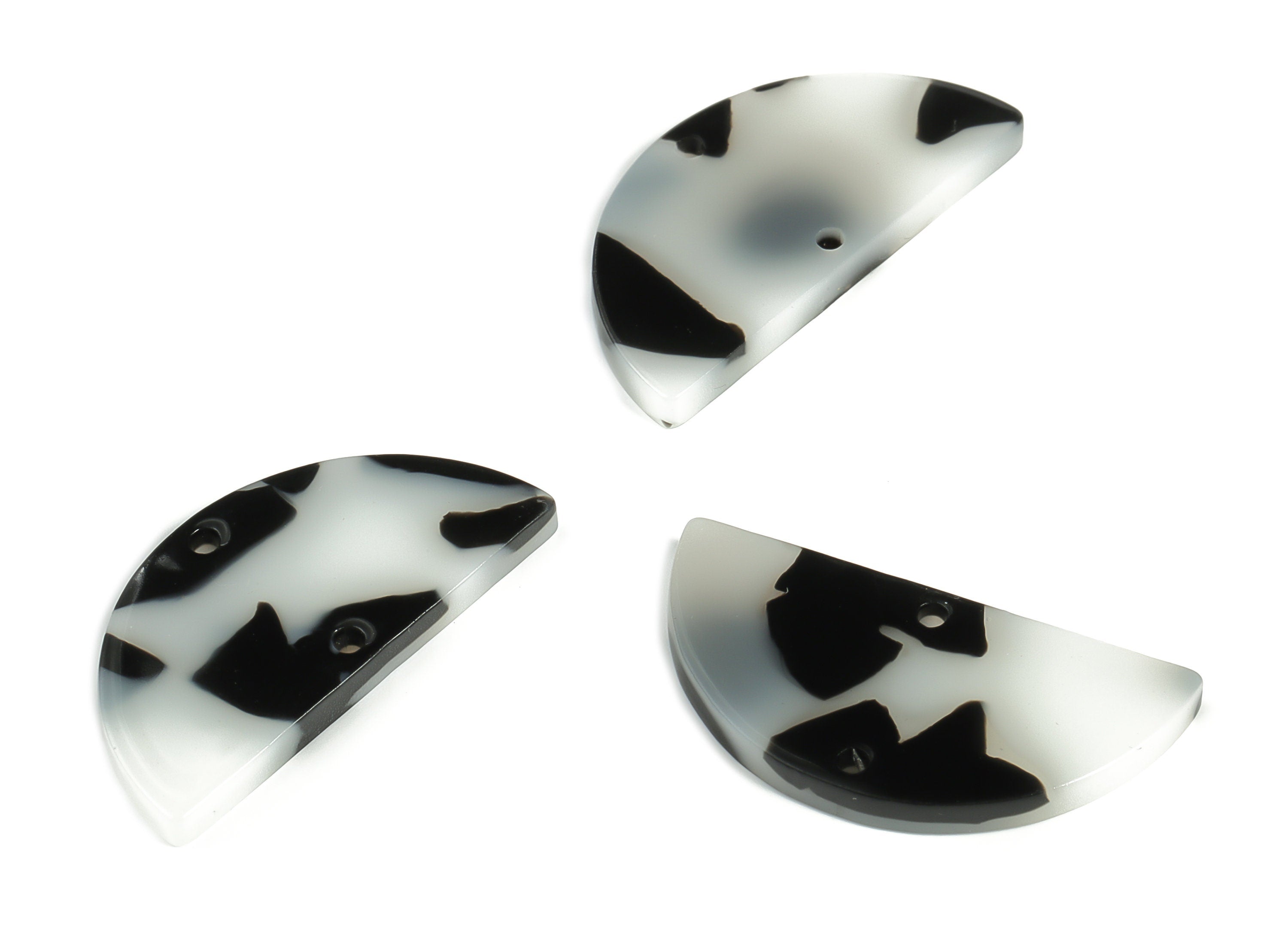 Acrylic Semicircle Earring Connectors - Acrylic Half Moon Charms - 2 Holes - Jewelry Supplies - Color Code:A616 - 34x17x3mm - AC1218-A616 - DOMEDBAZAAR