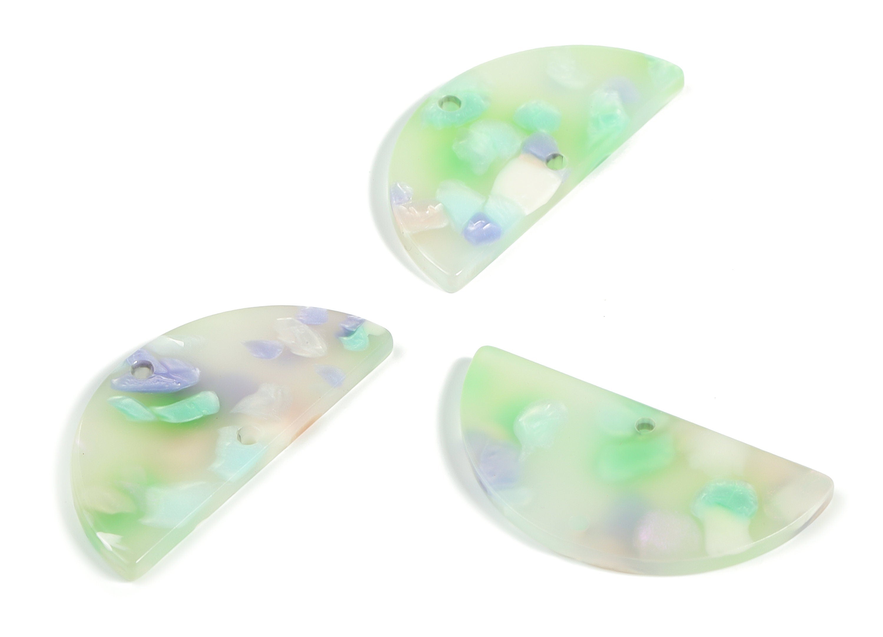 Acrylic Semicircle Earring Connectors - Acrylic Half Moon Charms - 2 Holes - Jewelry Supplies - Color Code:A598 - 34x17x2.7mm - AC1218-A598 - DOMEDBAZAAR