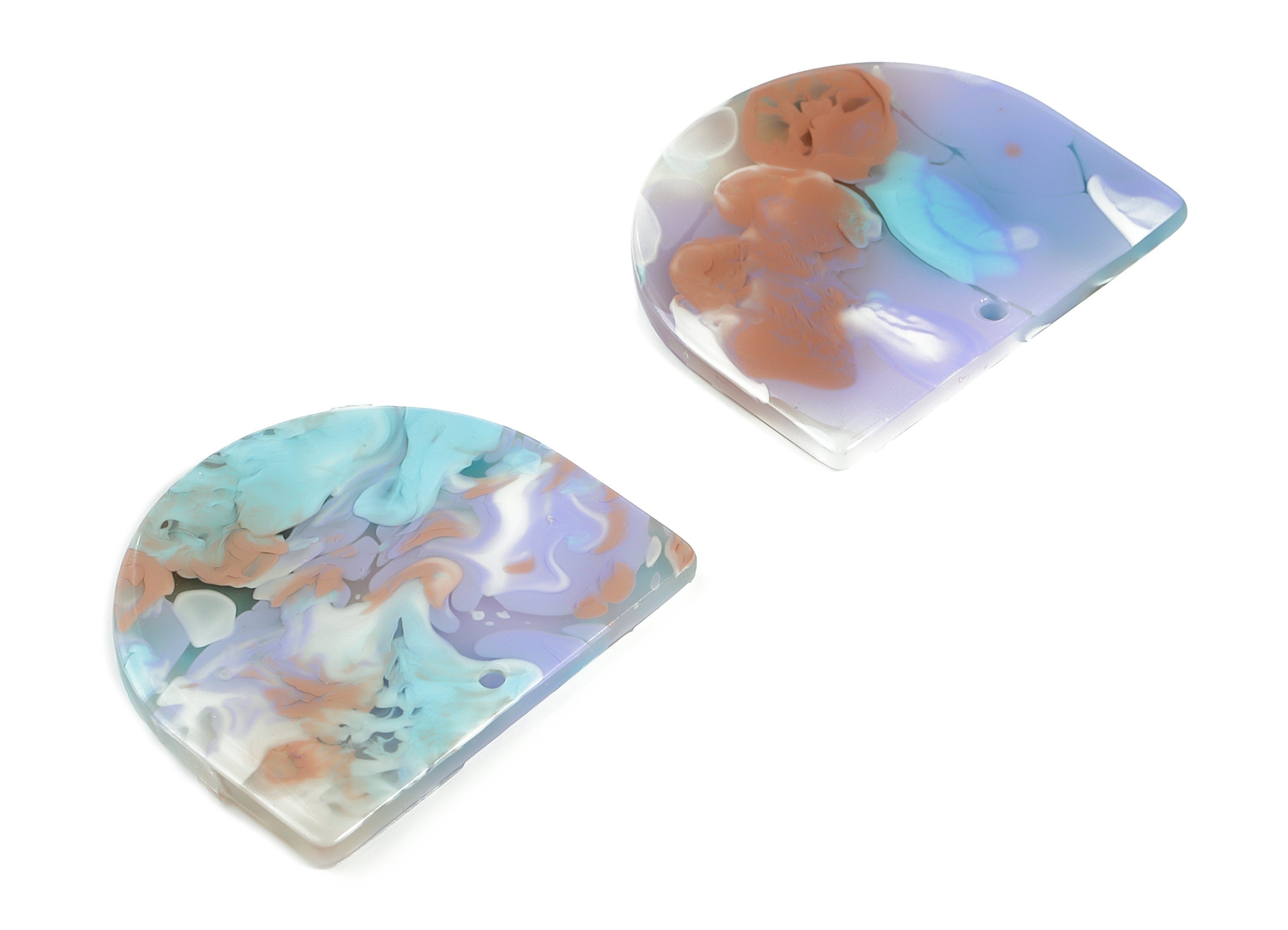 Acrylic D Earring Charms - Semi circle Pendant - Earring Findings - Jewelry Supplies - Color Code: A584 - 33.5x16.5x2.58mm - AC1094-A584 - DOMEDBAZAAR