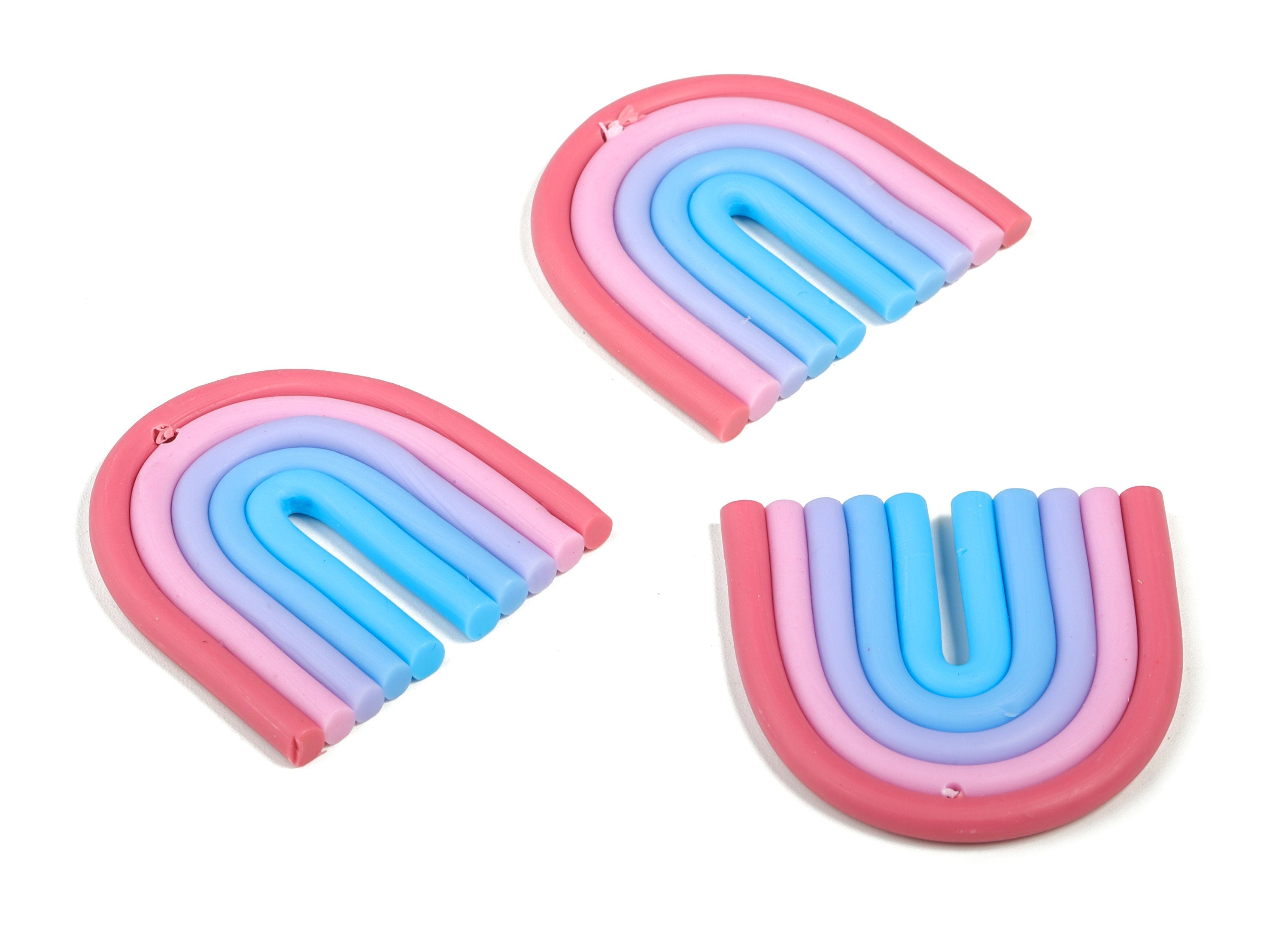 Polymer Clay Rainbow Earring Charms - Polymer Clay Rainbow Pendant - Earring Findings - Jewellery Handmade - 38.31x37.88x3.61mm - PC2251A - DOMEDBAZAAR