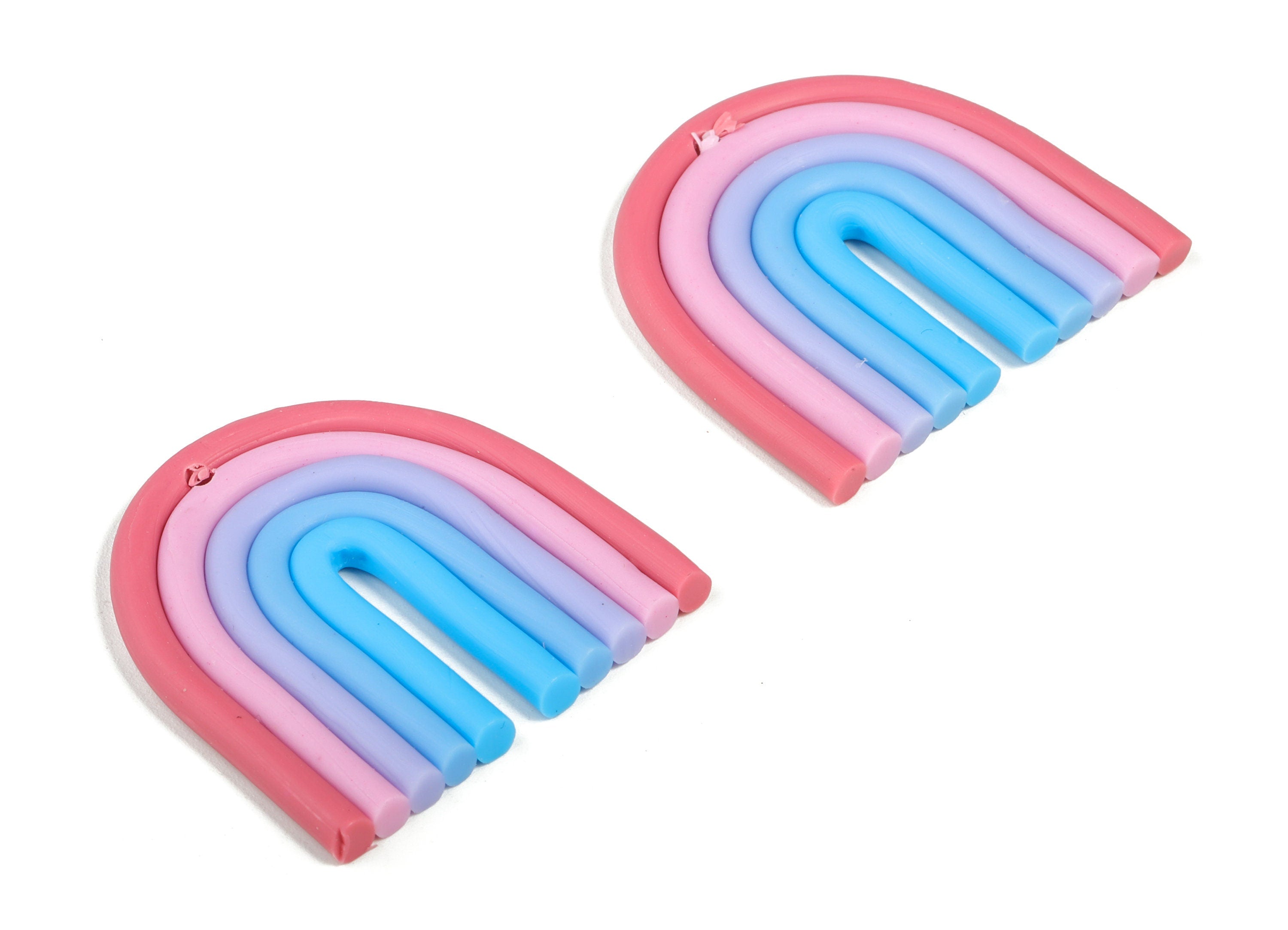 Polymer Clay Rainbow Earring Charms - Polymer Clay Rainbow Pendant - Earring Findings - Jewellery Handmade - 38.31x37.88x3.61mm - PC2251A - DOMEDBAZAAR