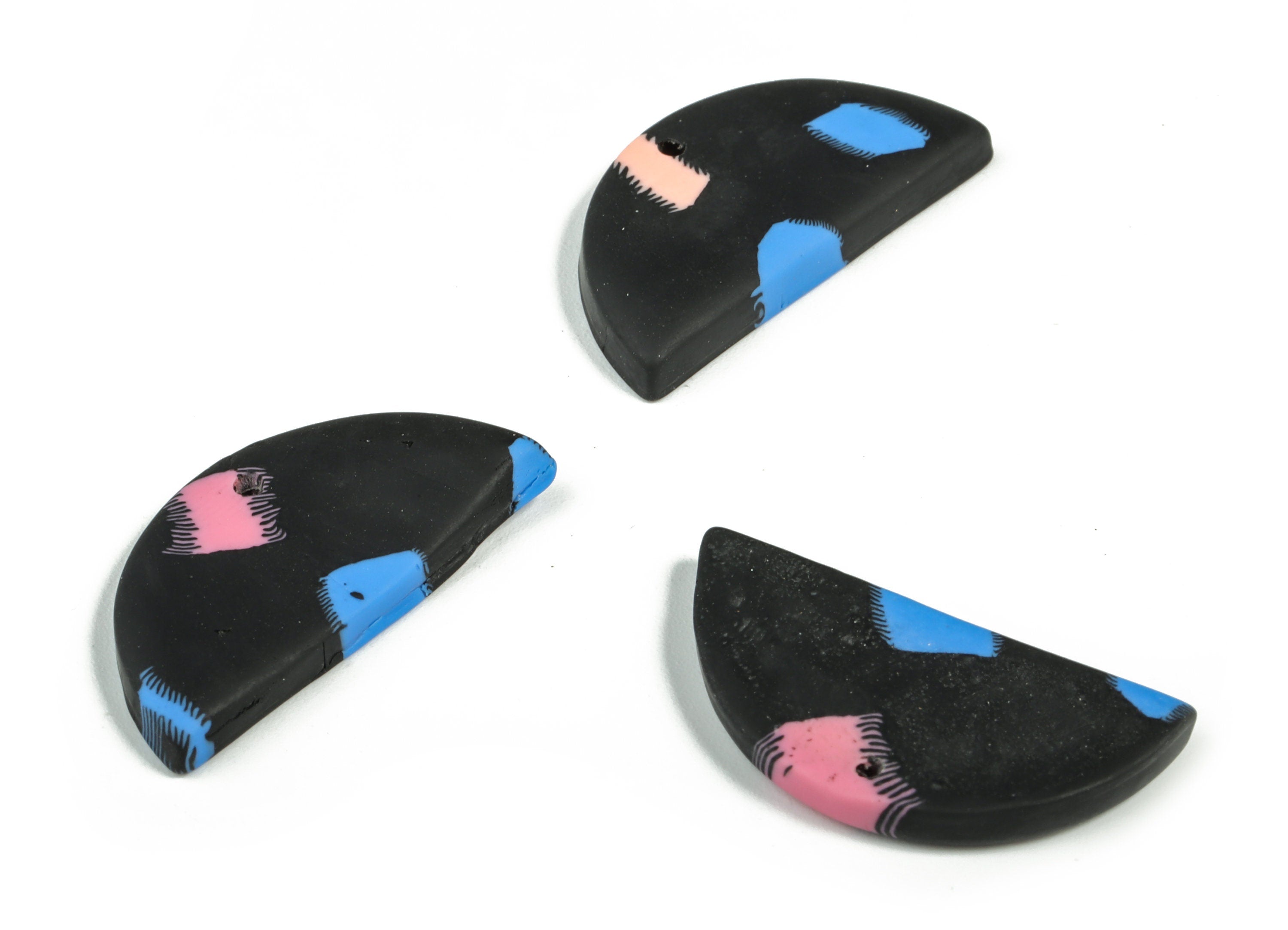 PolymerClay Half Moon Earring Charms - PolymerClay Semicircle Pandant - Earring Findings - Jewelry Handmade - 29.61x15.54x3.38mm - PC2288 - DOMEDBAZAAR