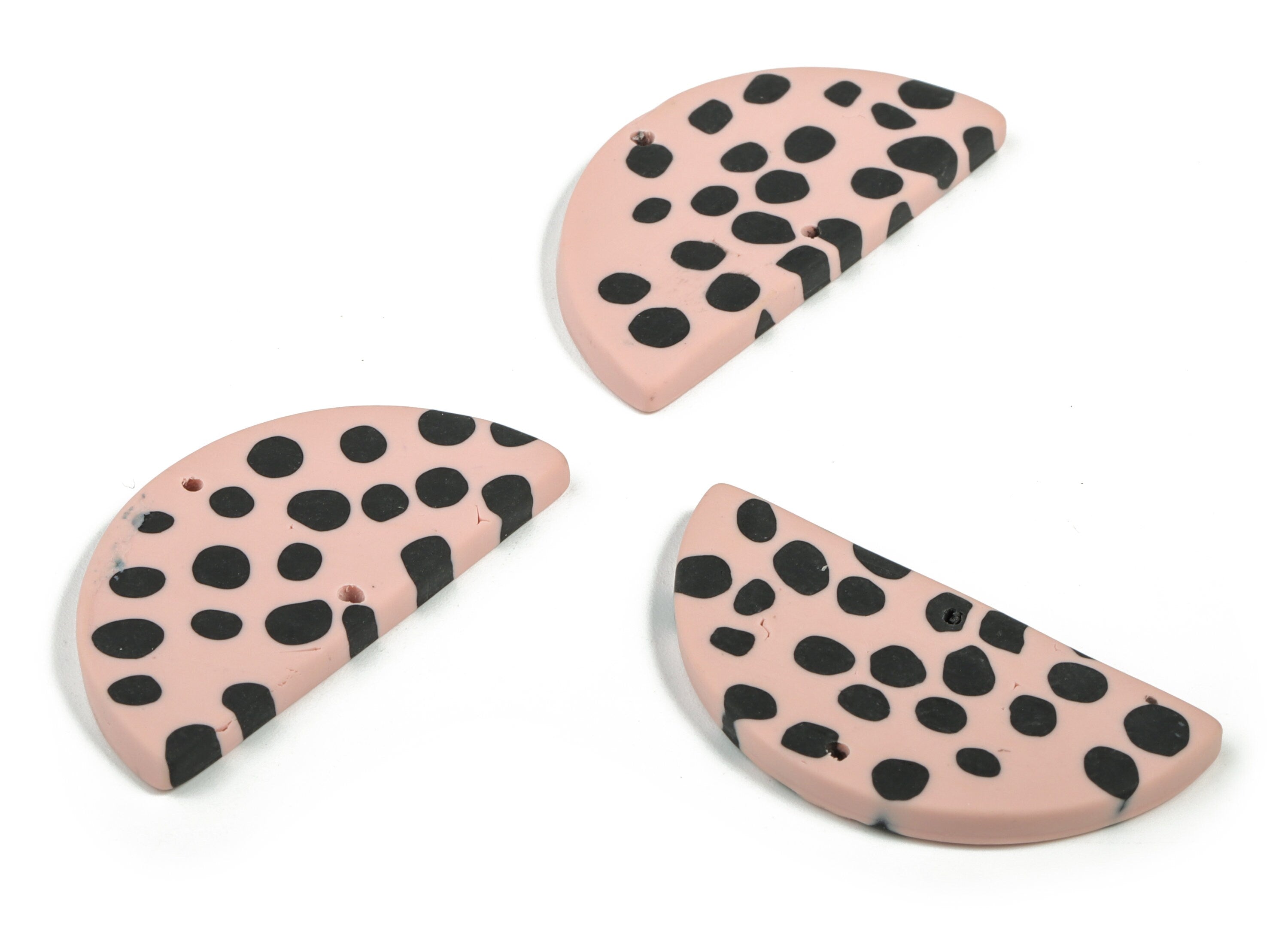 PolymerClay Half Moon Earring Charms - PolymerClay Semicircle Pandant - Earring Findings - Jewelry Handmade - 43.6x22.05x3.92mm - PC2285 - DOMEDBAZAAR