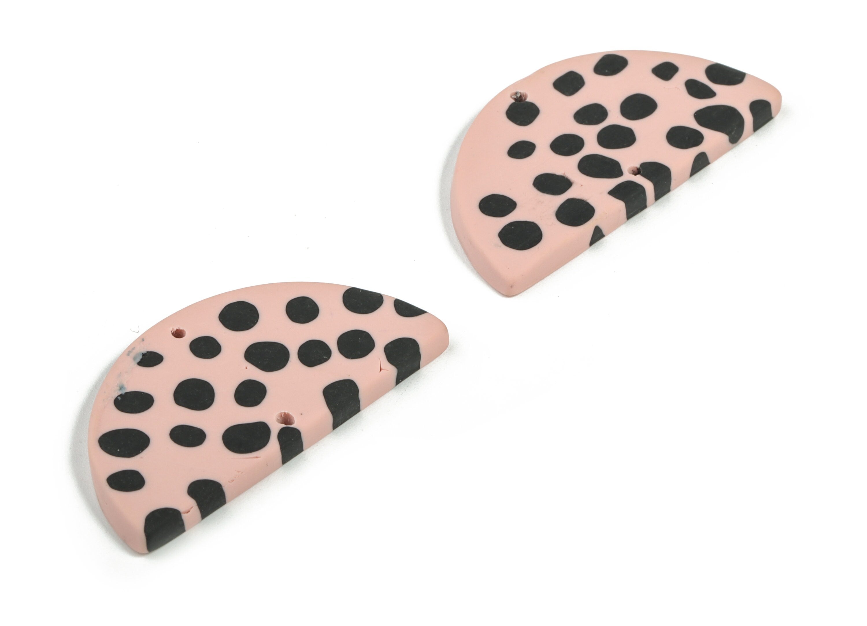 PolymerClay Half Moon Earring Charms - PolymerClay Semicircle Pandant - Earring Findings - Jewelry Handmade - 43.6x22.05x3.92mm - PC2285 - DOMEDBAZAAR